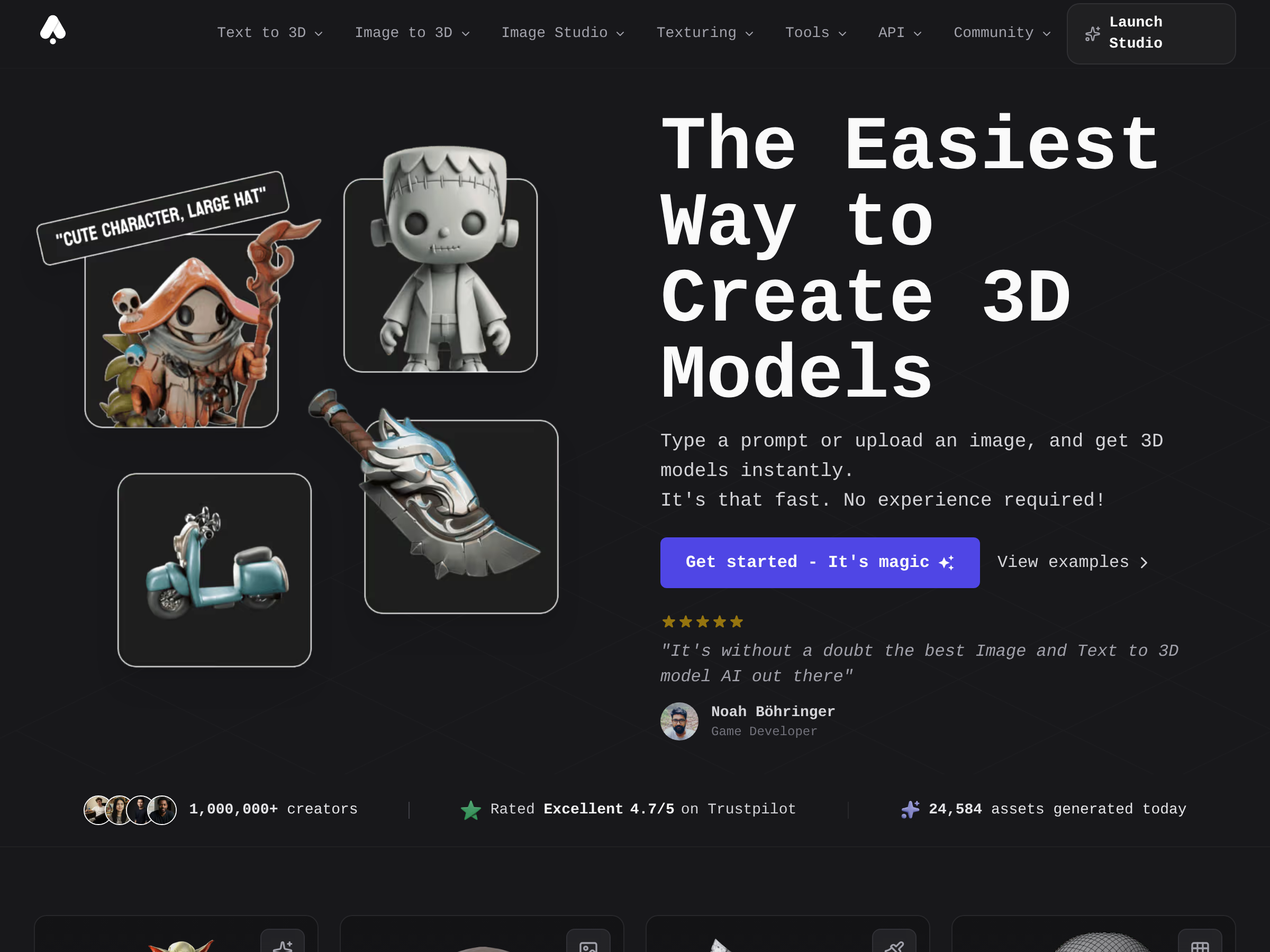 Screenshot of 3D AI Studio website