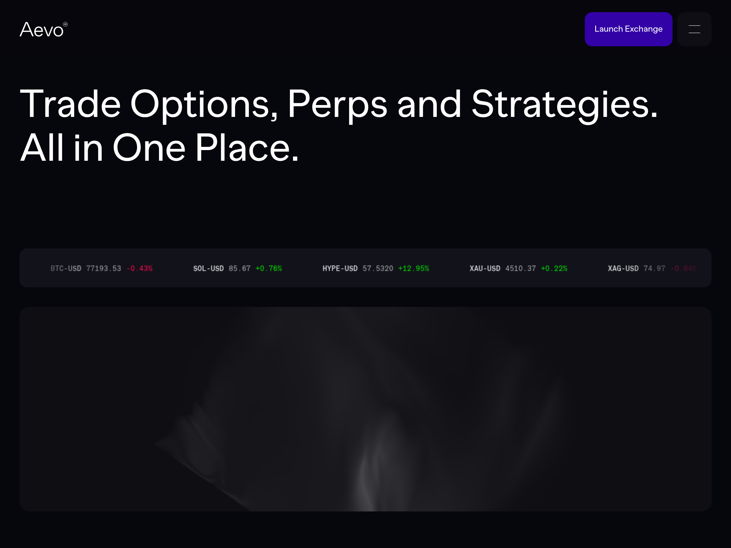Screenshot of AEVO website