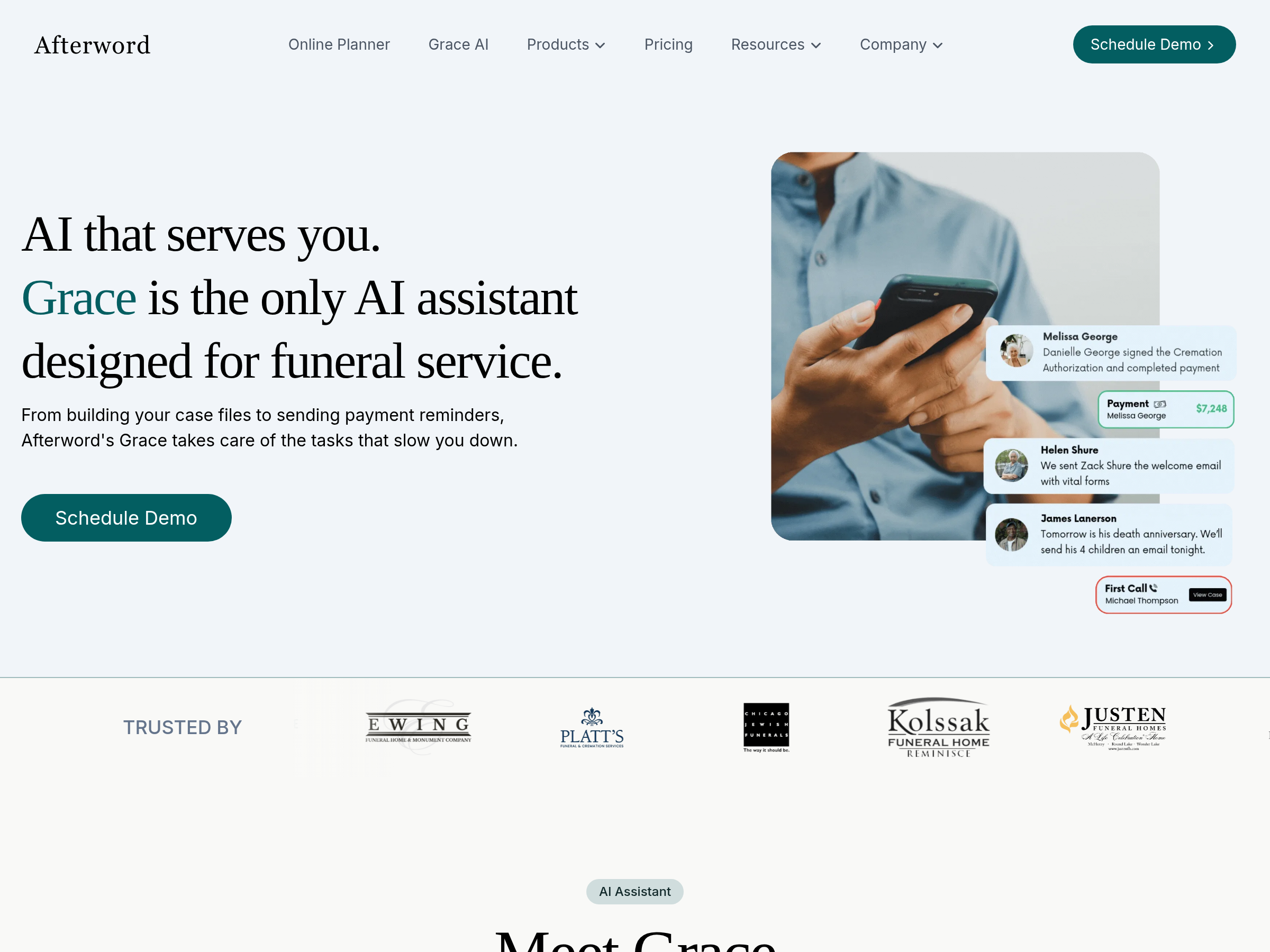 Screenshot of Afterword website