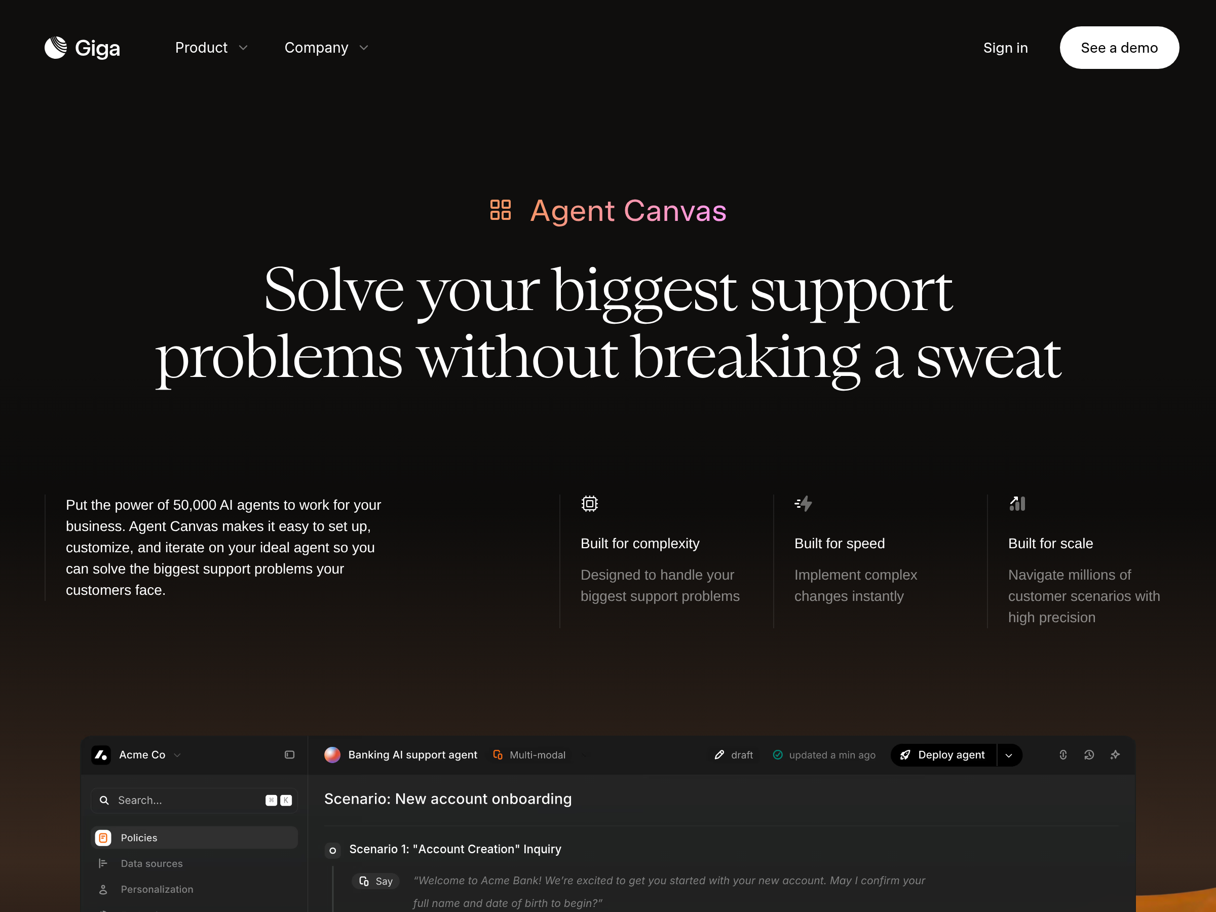 Screenshot of Agent Canvas website