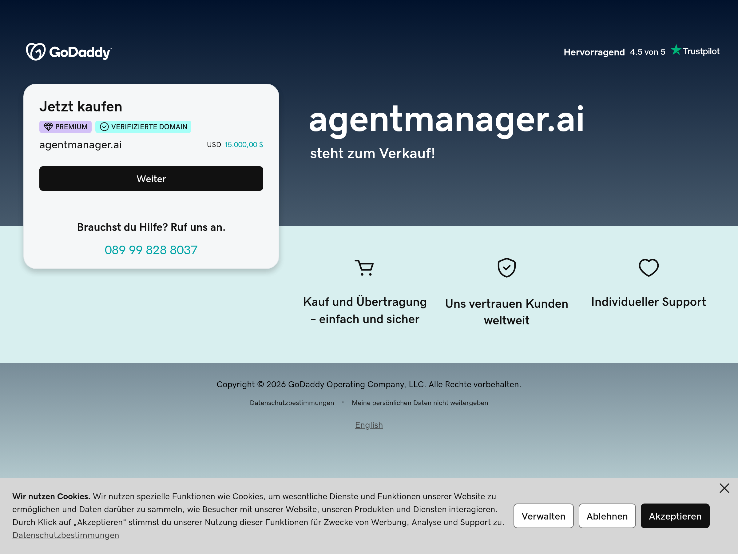 Screenshot of Agent Manager website