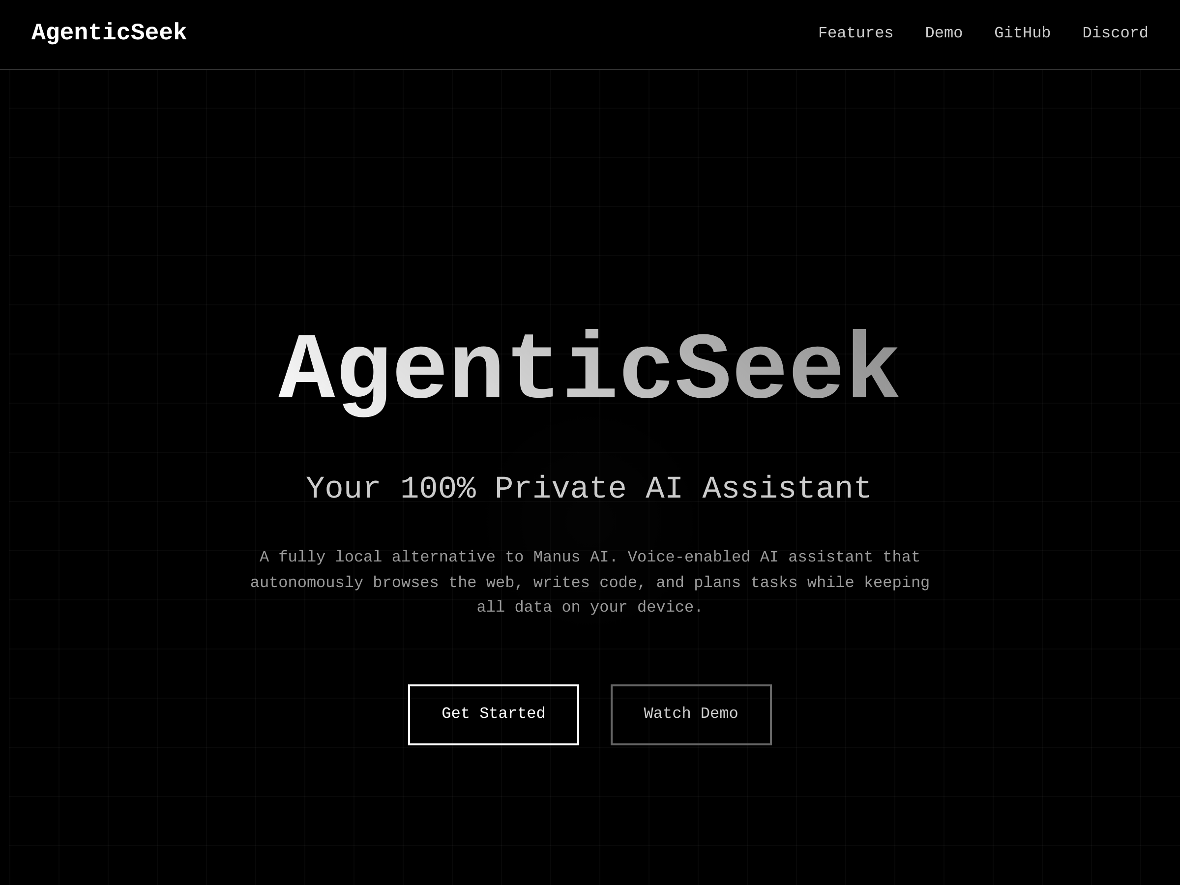 Screenshot of AgenticSeek website