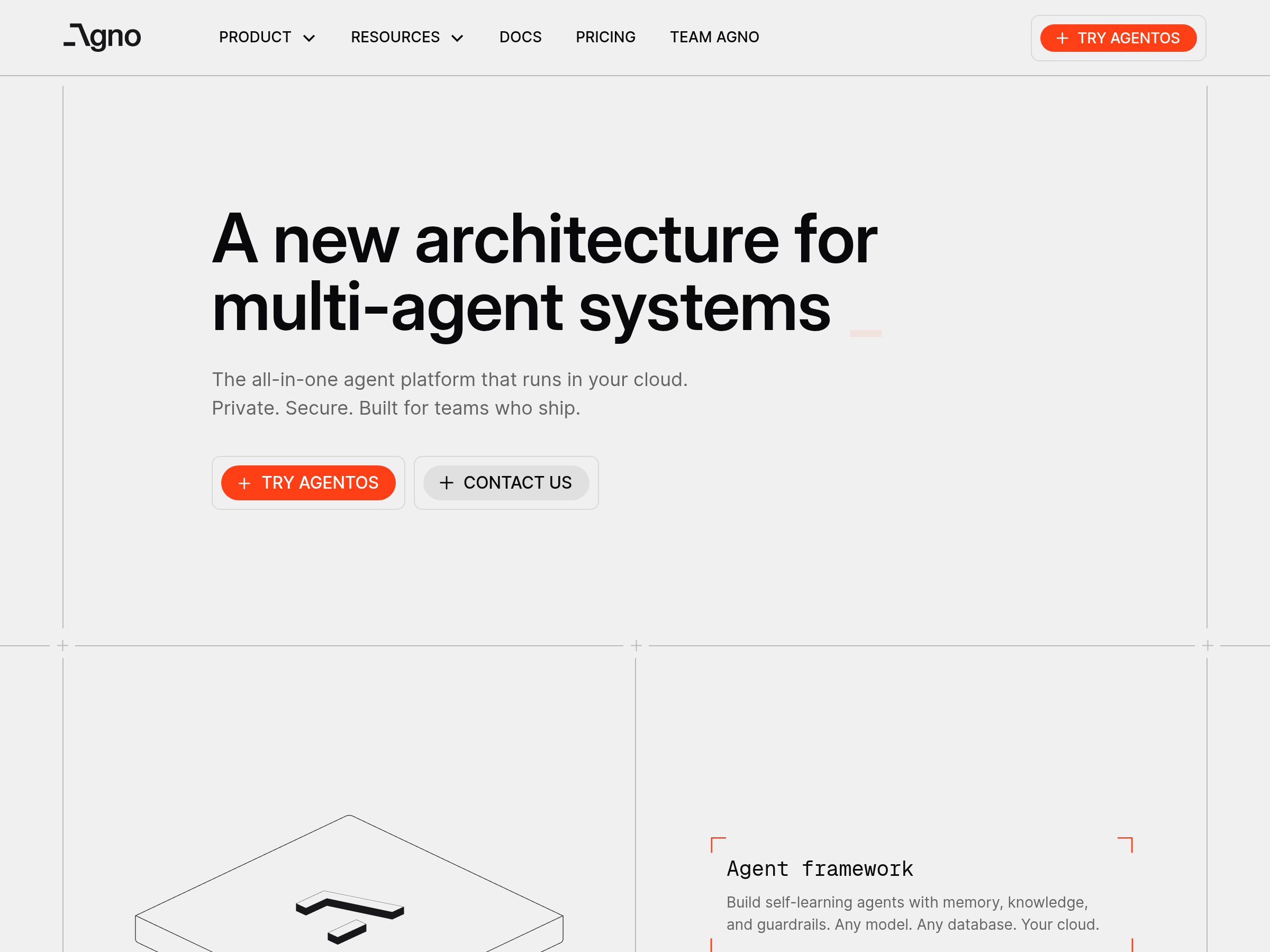 Screenshot of Agno website
