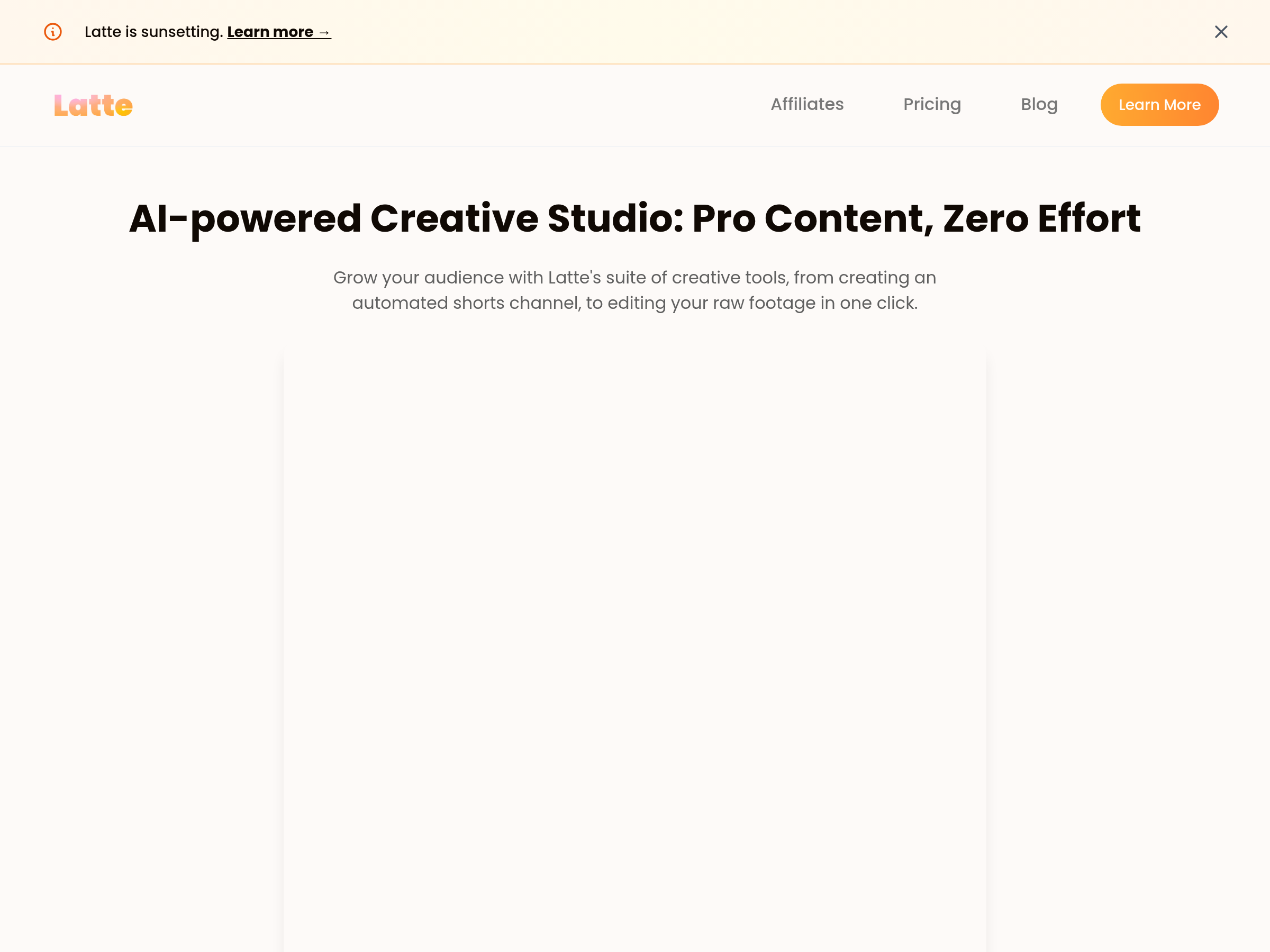 Screenshot of Latte: AI Video Generator website