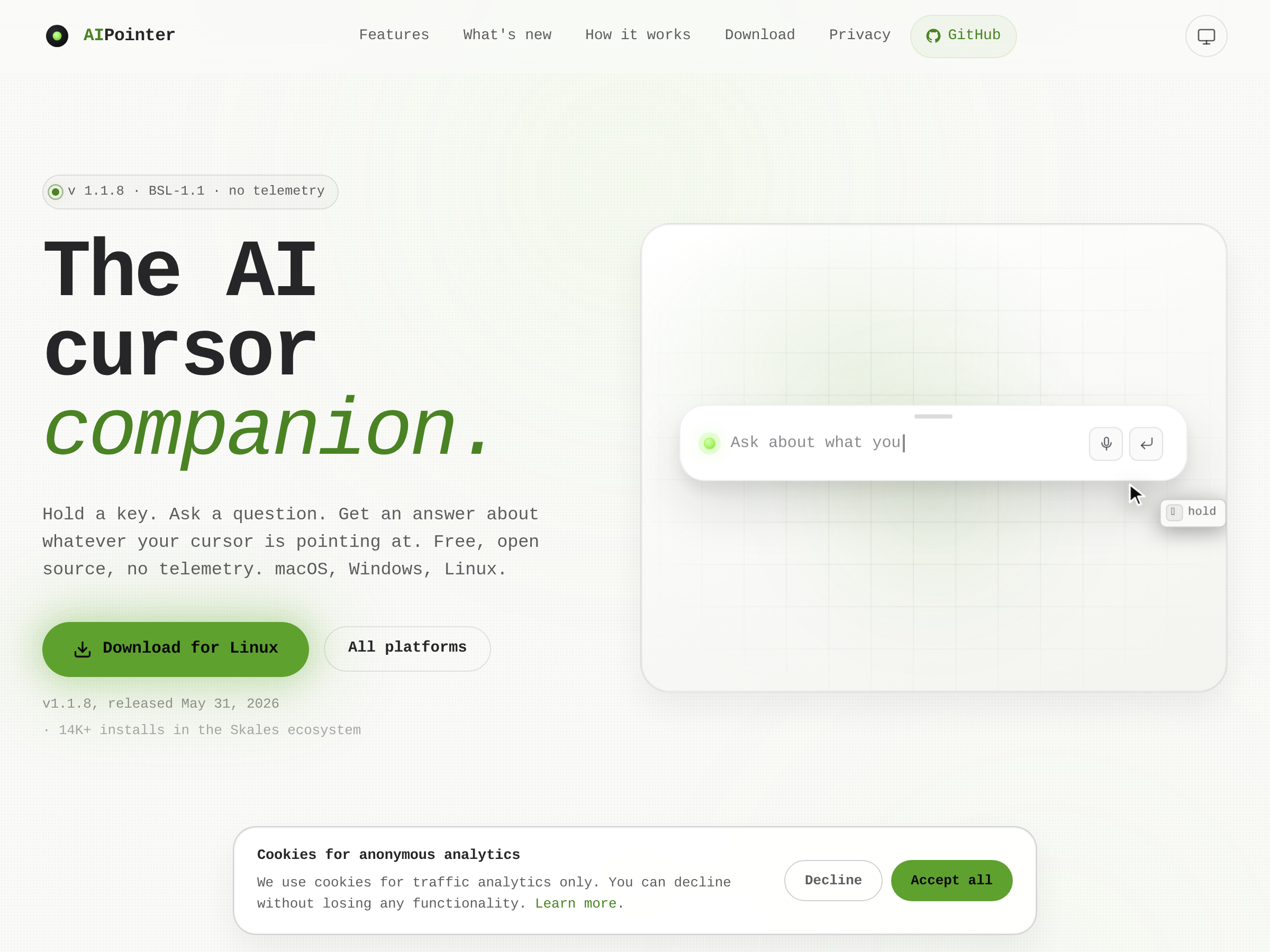 Screenshot of AIPointer website