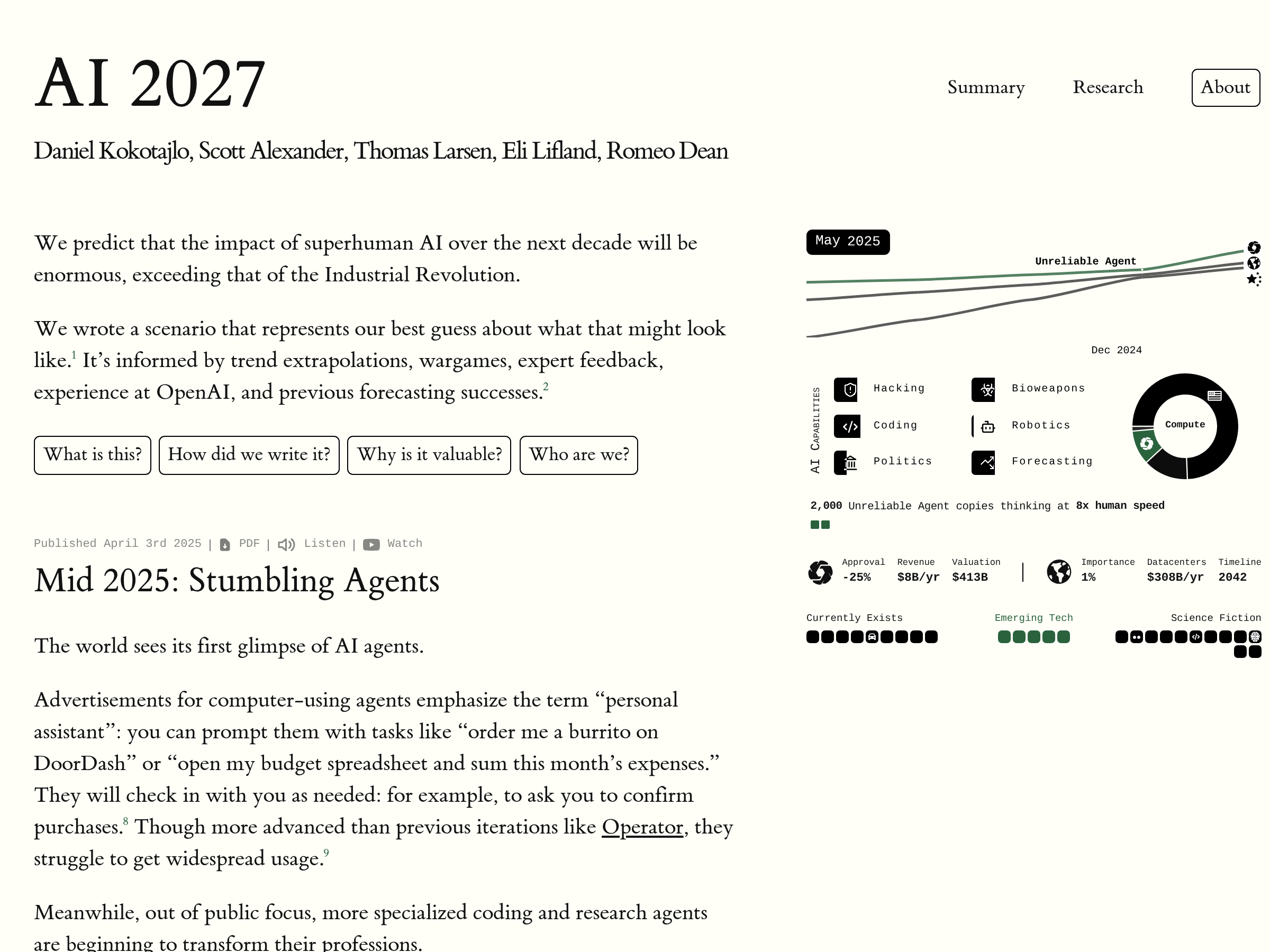 Screenshot of AI 2027 website