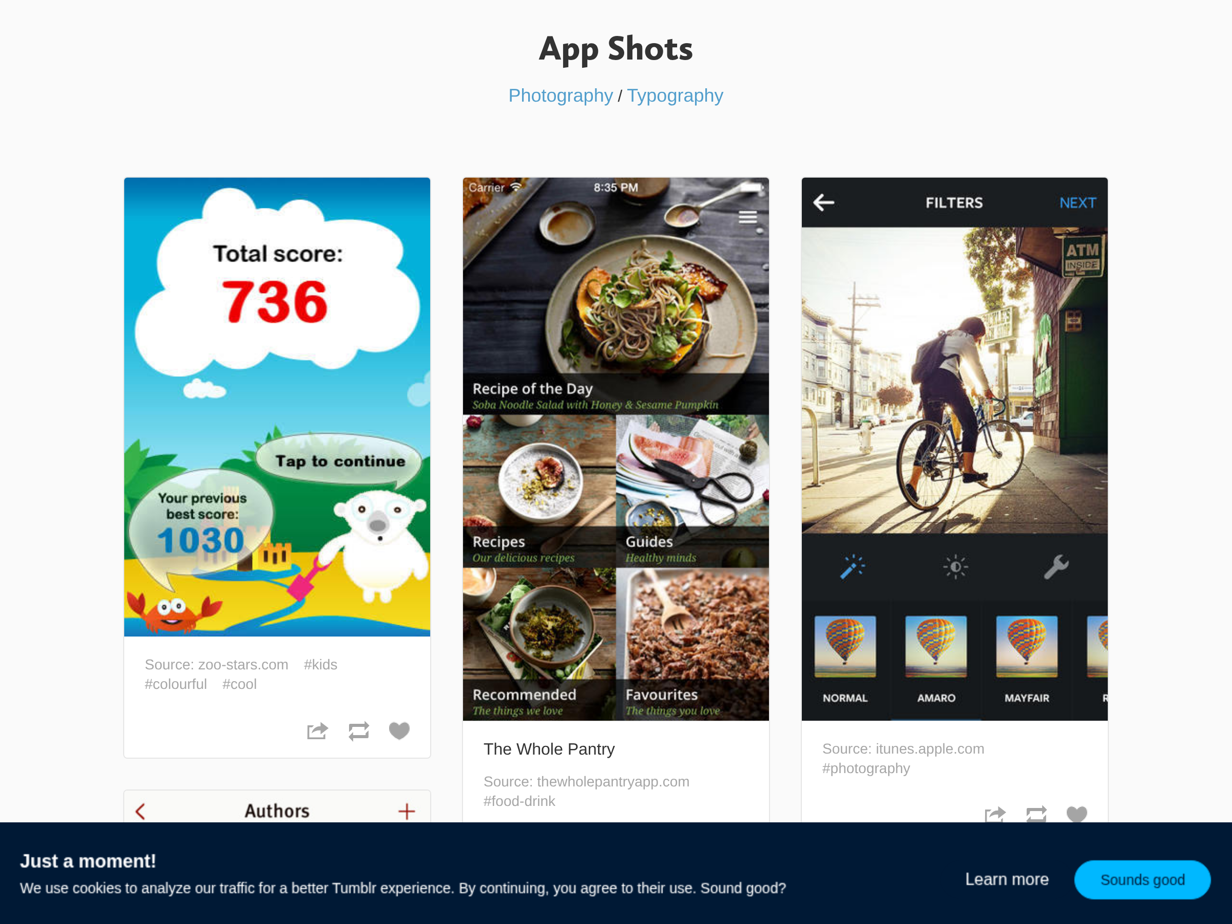 Screenshot of Appshots website
