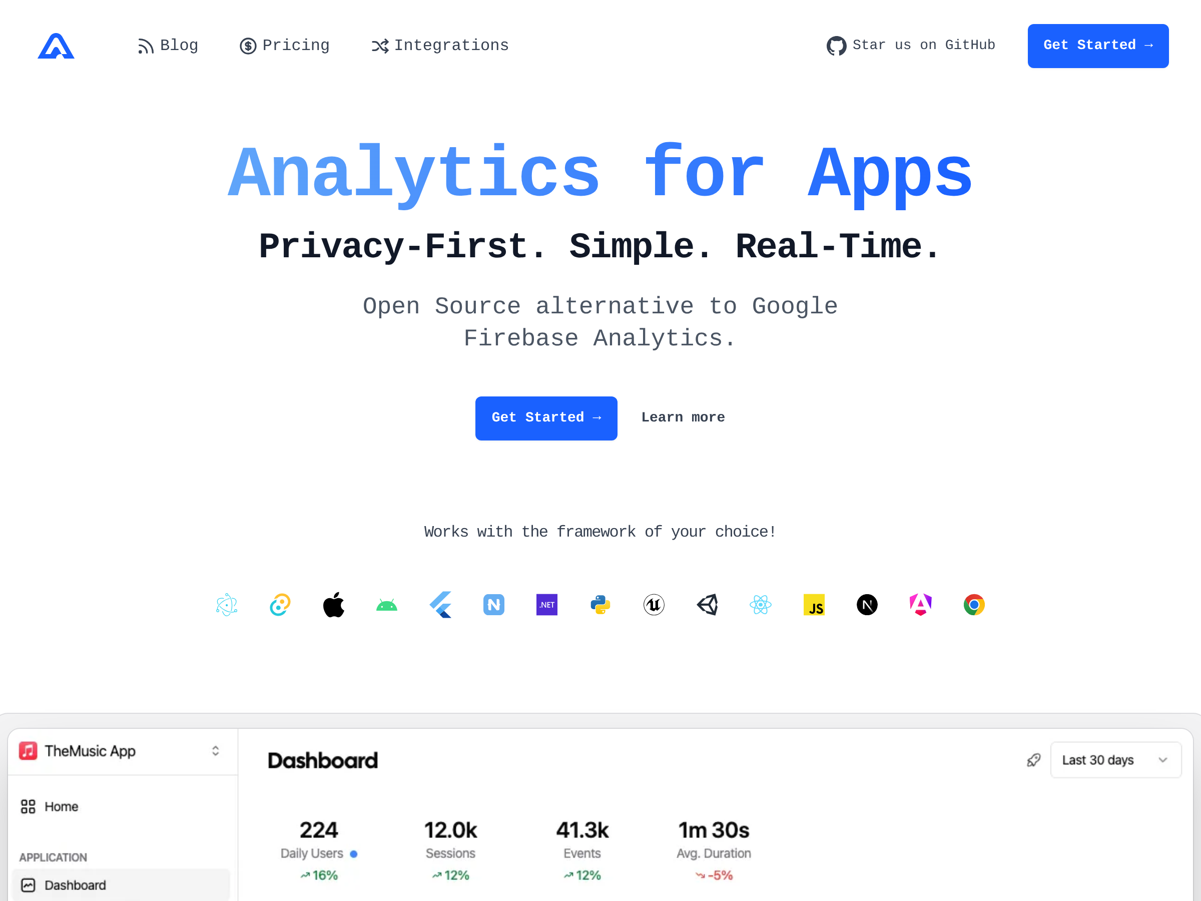 Screenshot of Aptabase website