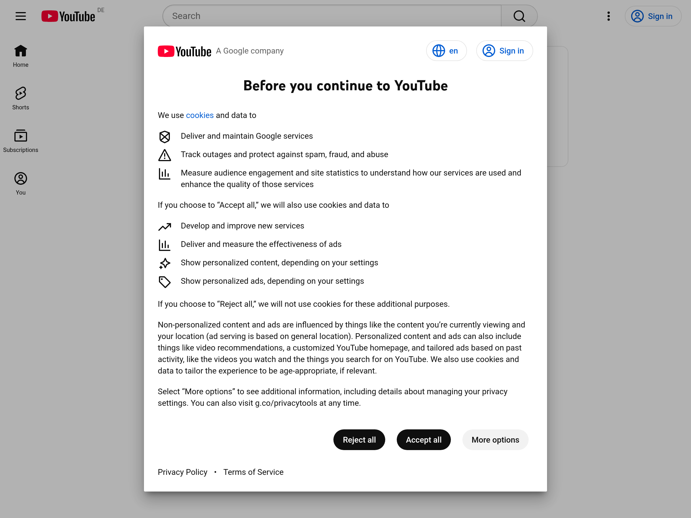 Screenshot of Ask YouTube website