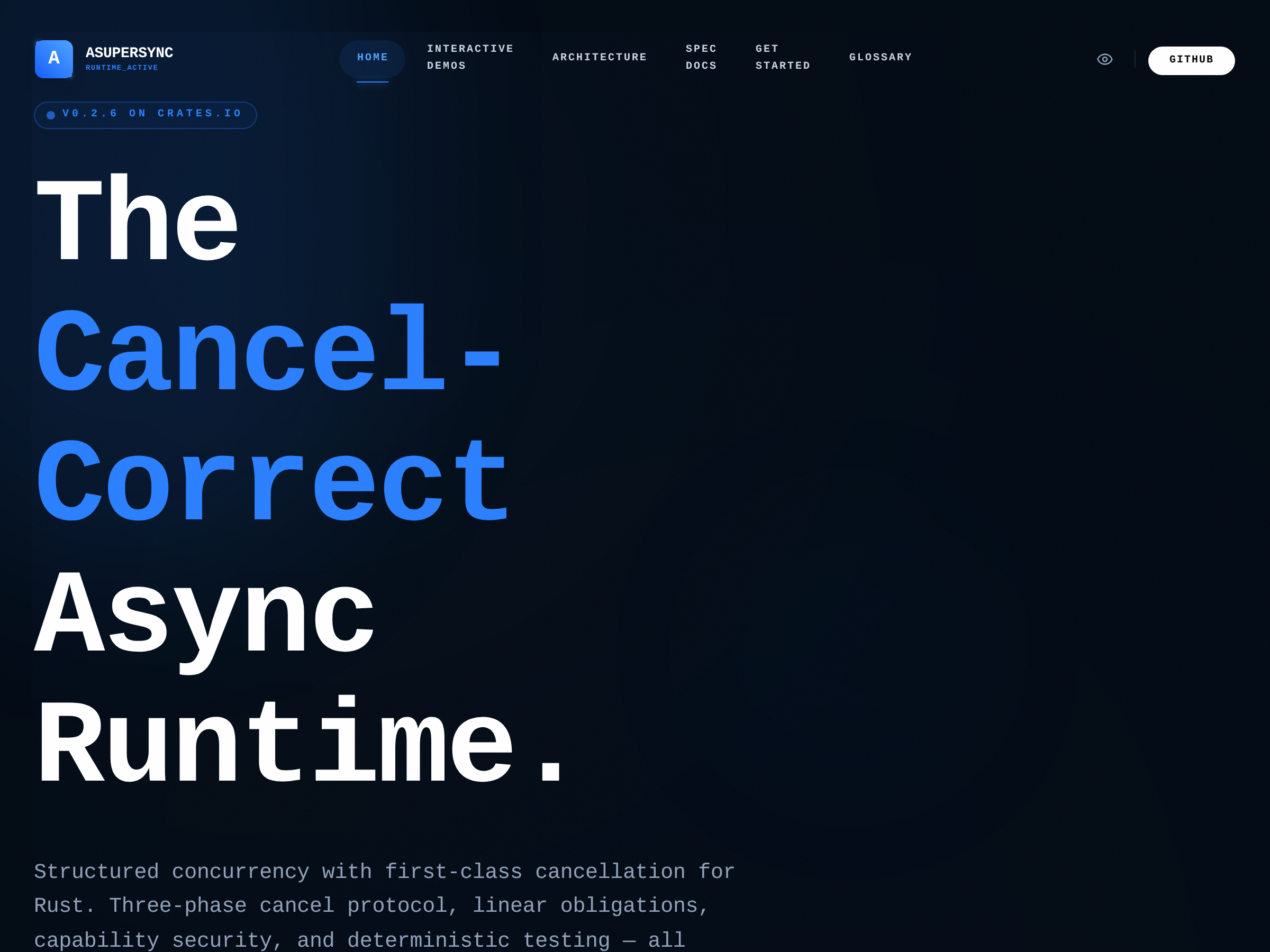 Screenshot of Asupersync website