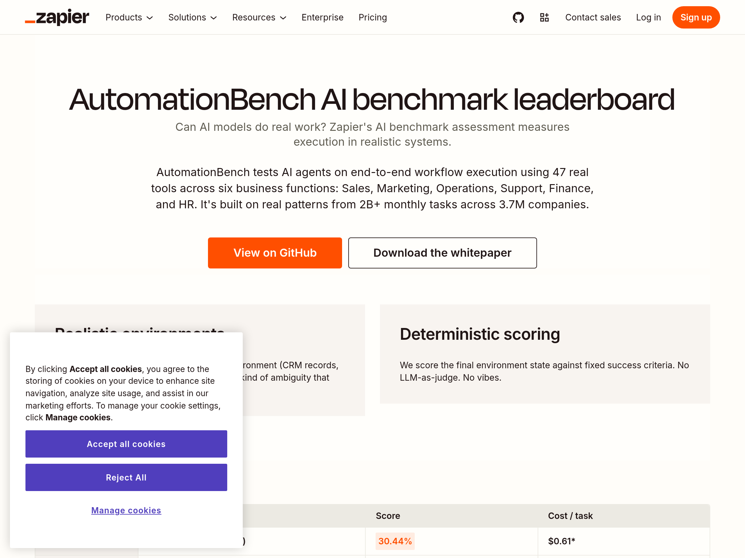 Screenshot of AutomationBench website