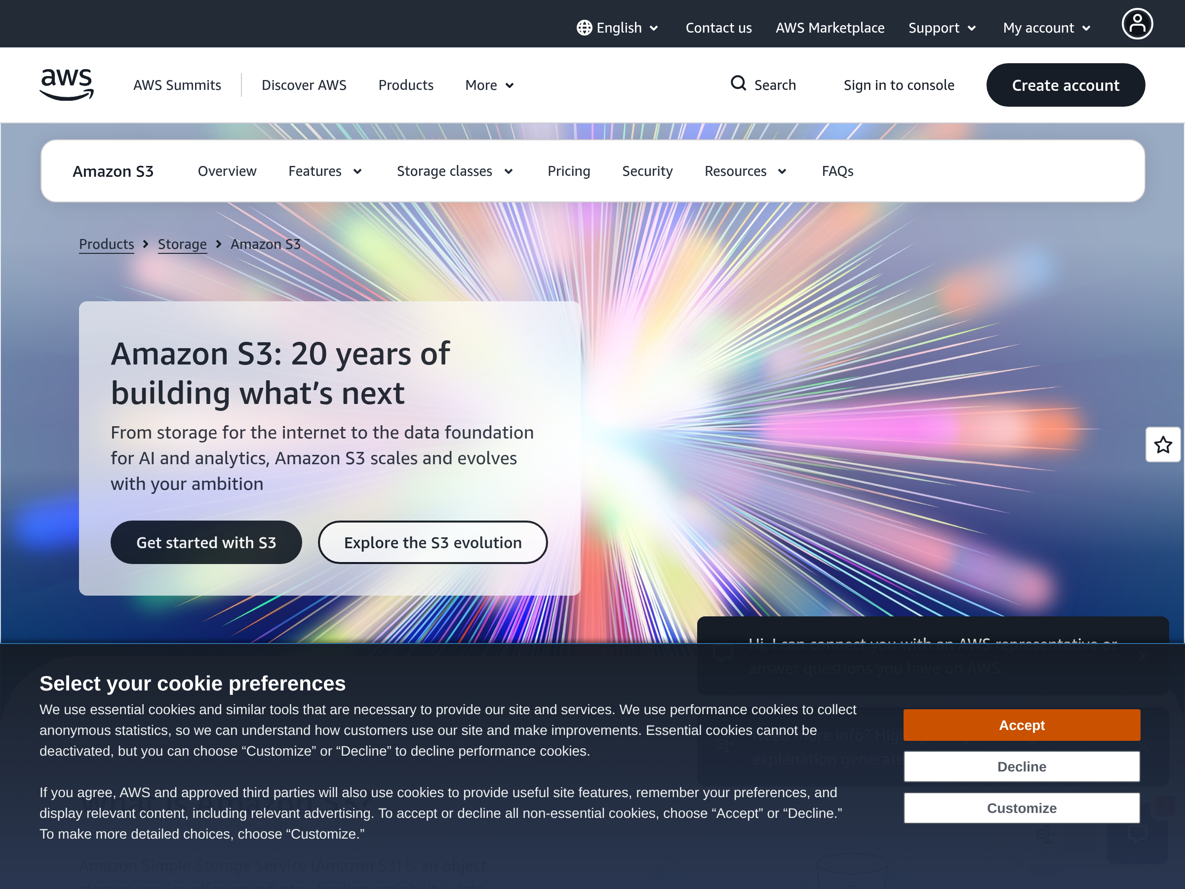 Screenshot of AWS S3 Files website