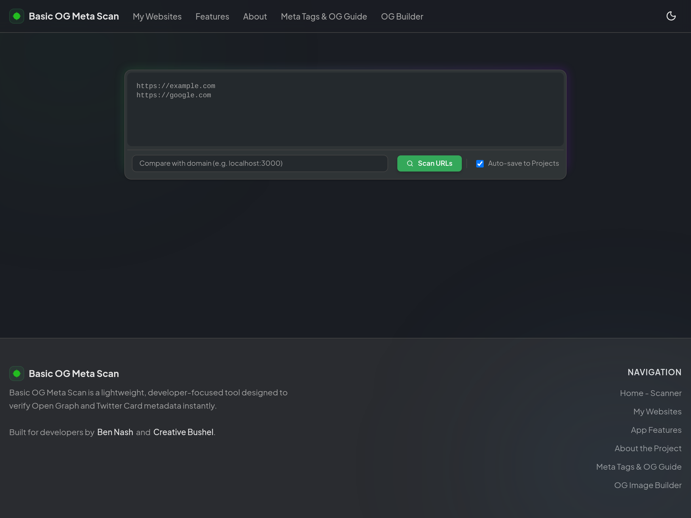 Screenshot of BasicOG website