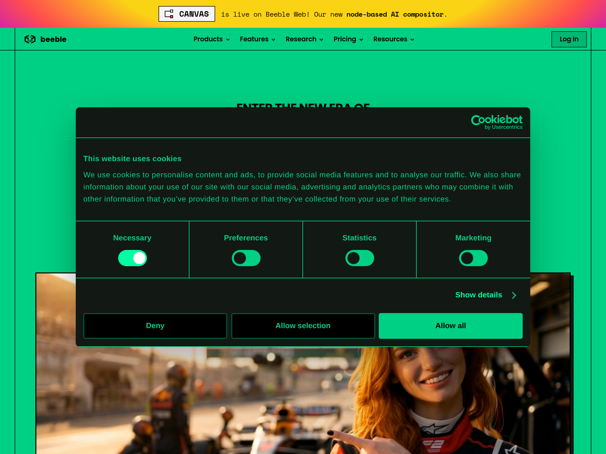 Screenshot of Beeble AI Canvas website