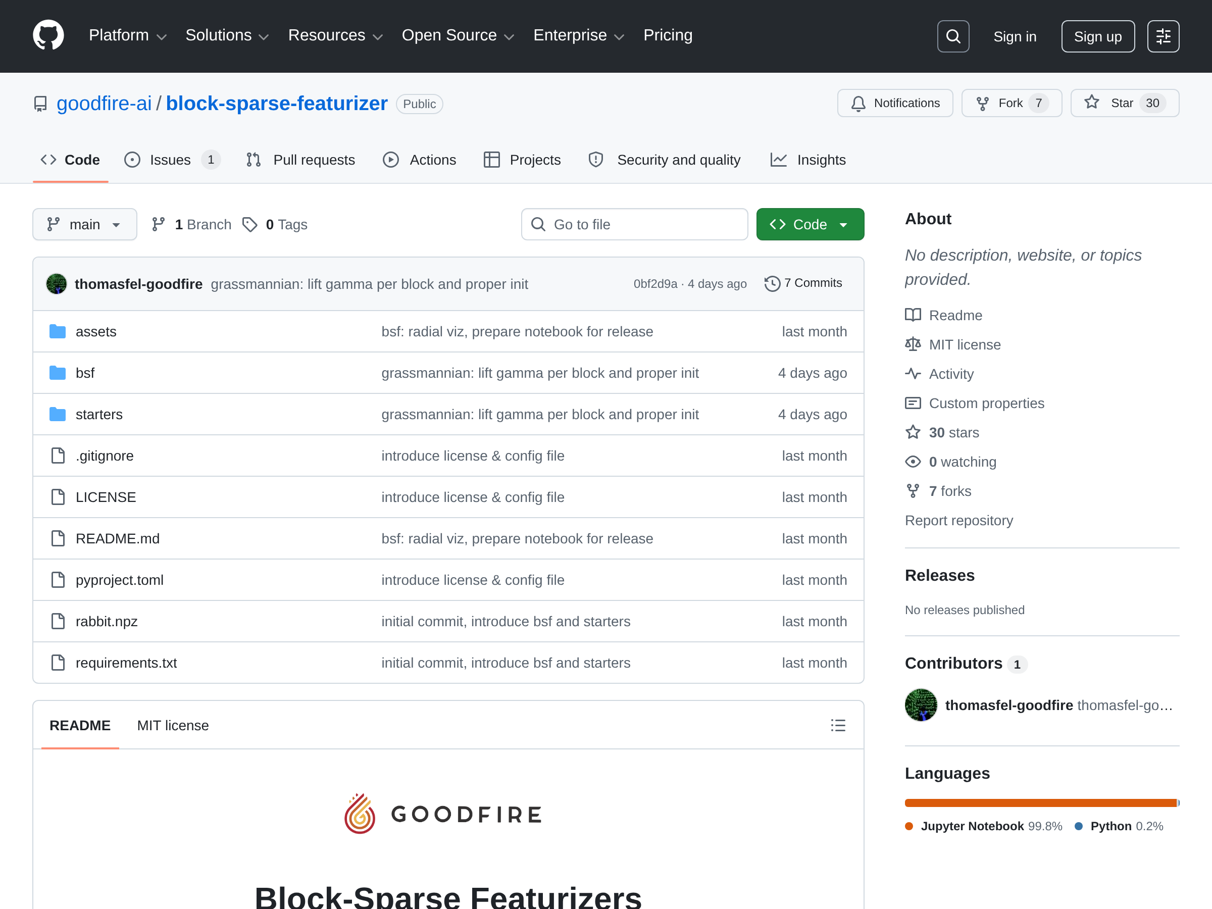 Screenshot of Block-Sparse Featurizers website