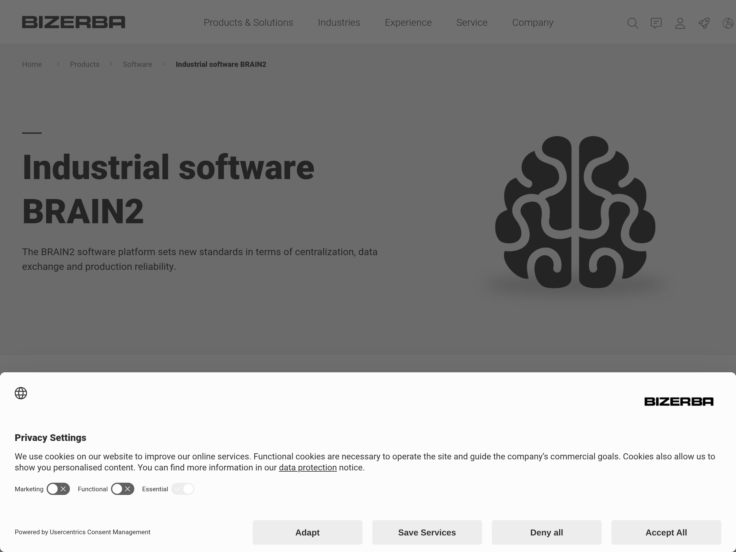 Screenshot of BRAIN2 website