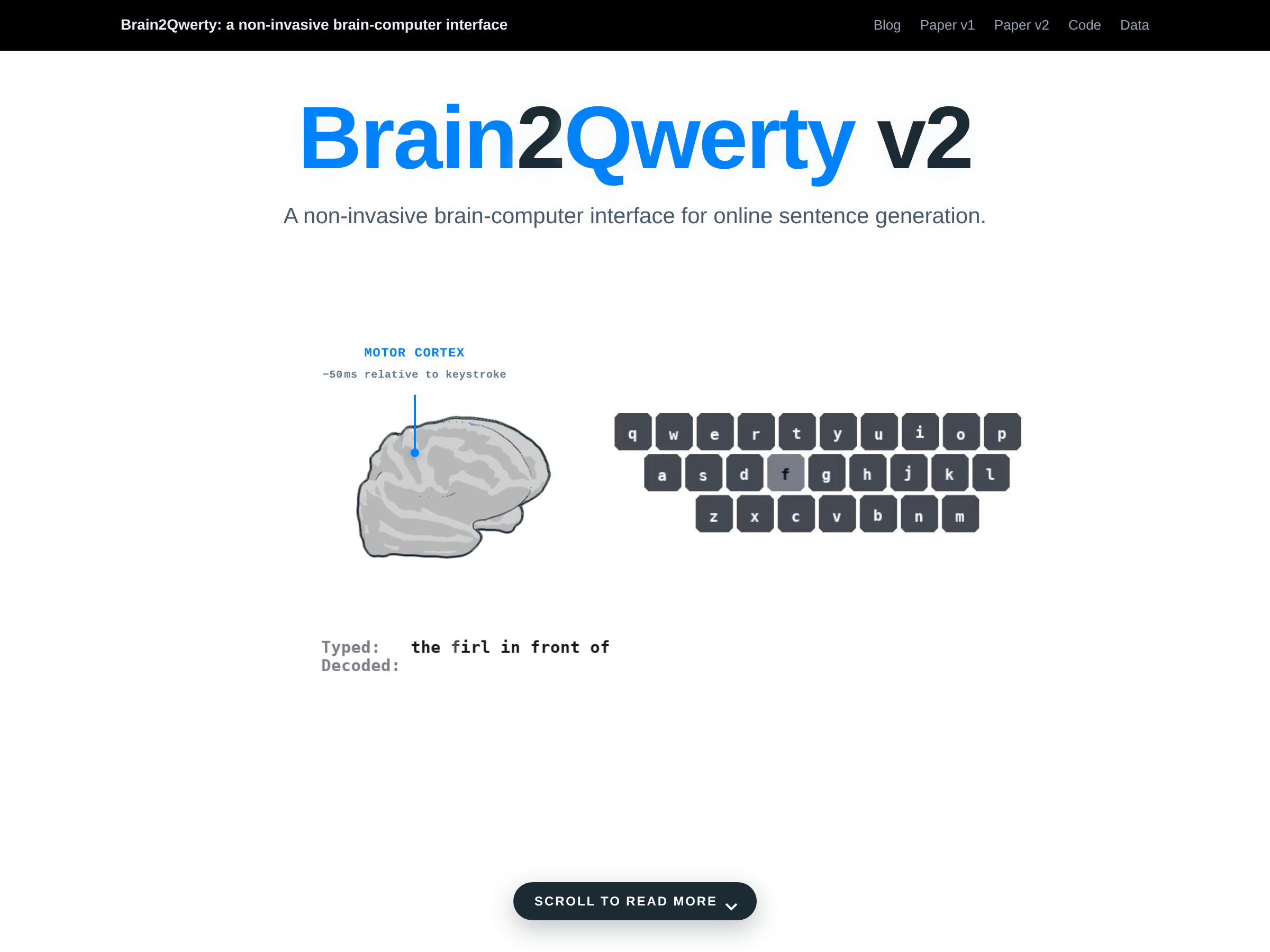 Screenshot of Brain2Qwerty v2 website