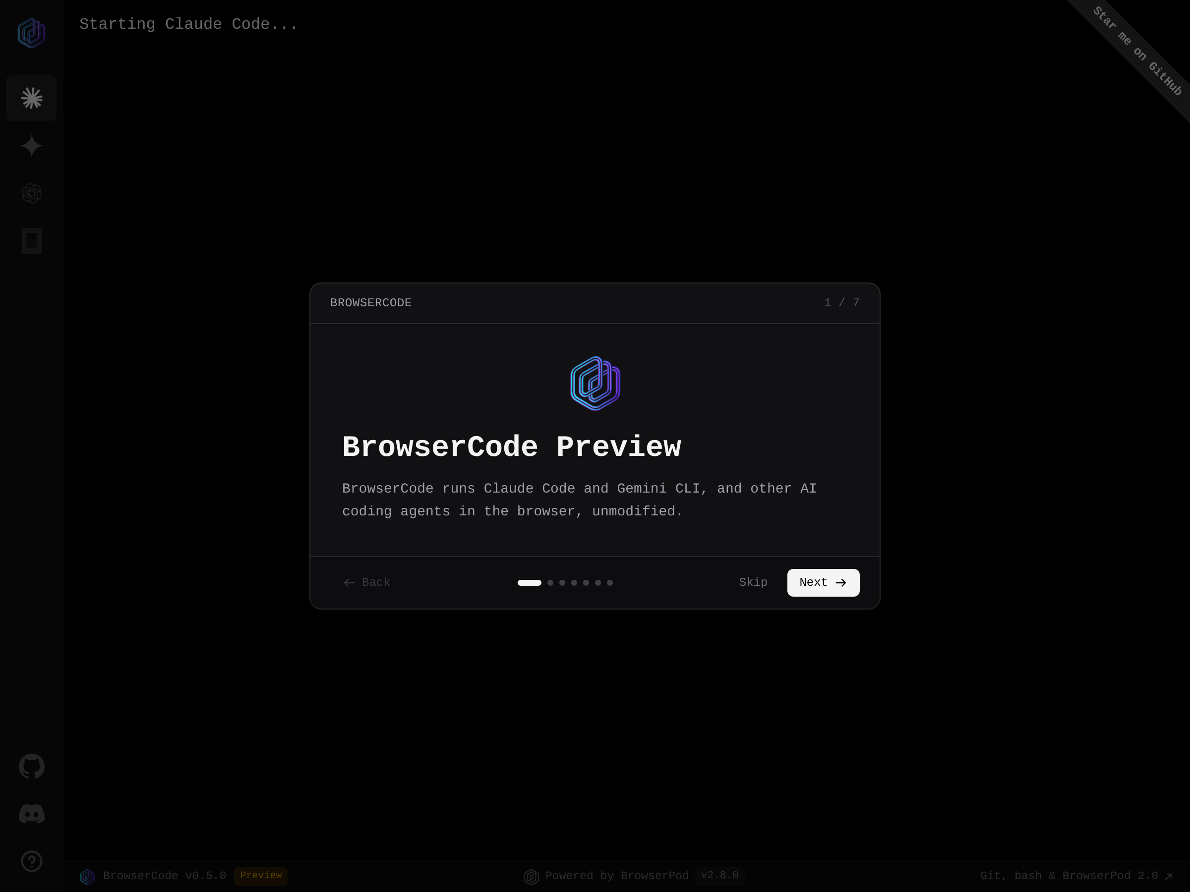 Screenshot of BrowserCode website