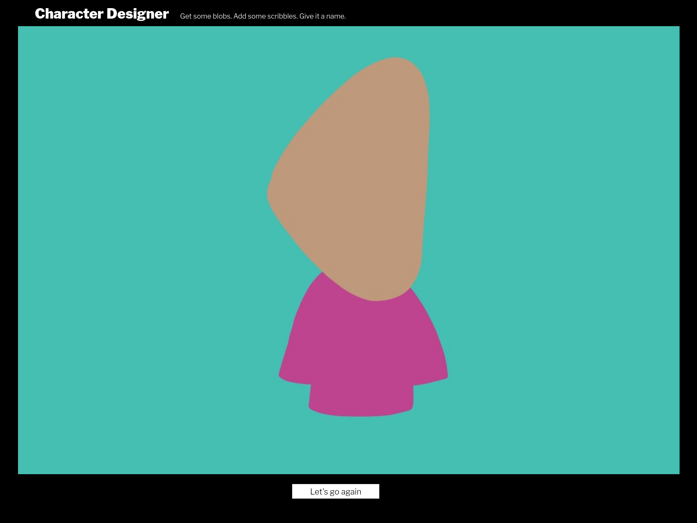 Screenshot of Character Designer website