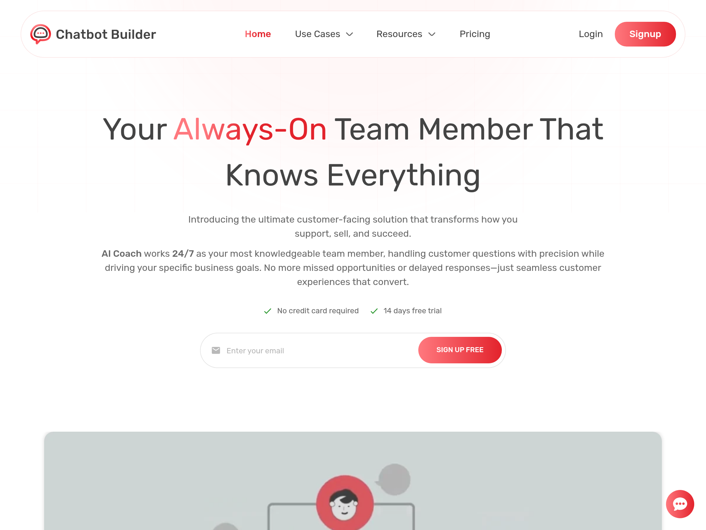 Screenshot of Chatbot Builder website