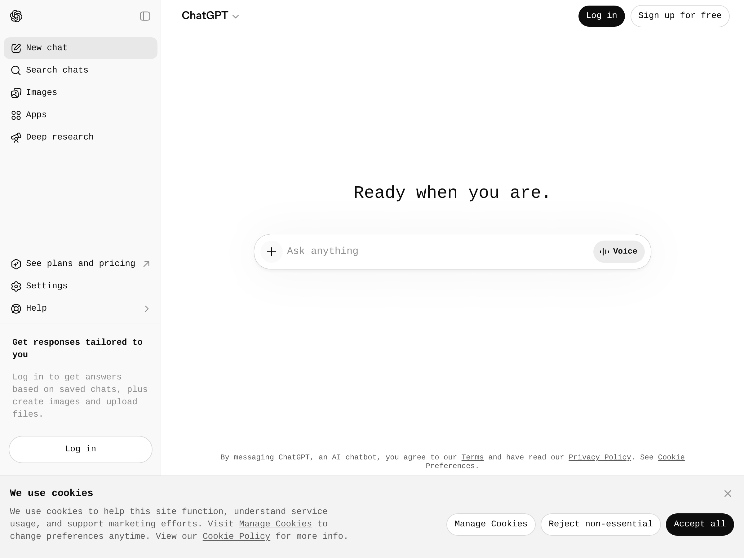 Screenshot of ChatGPT website