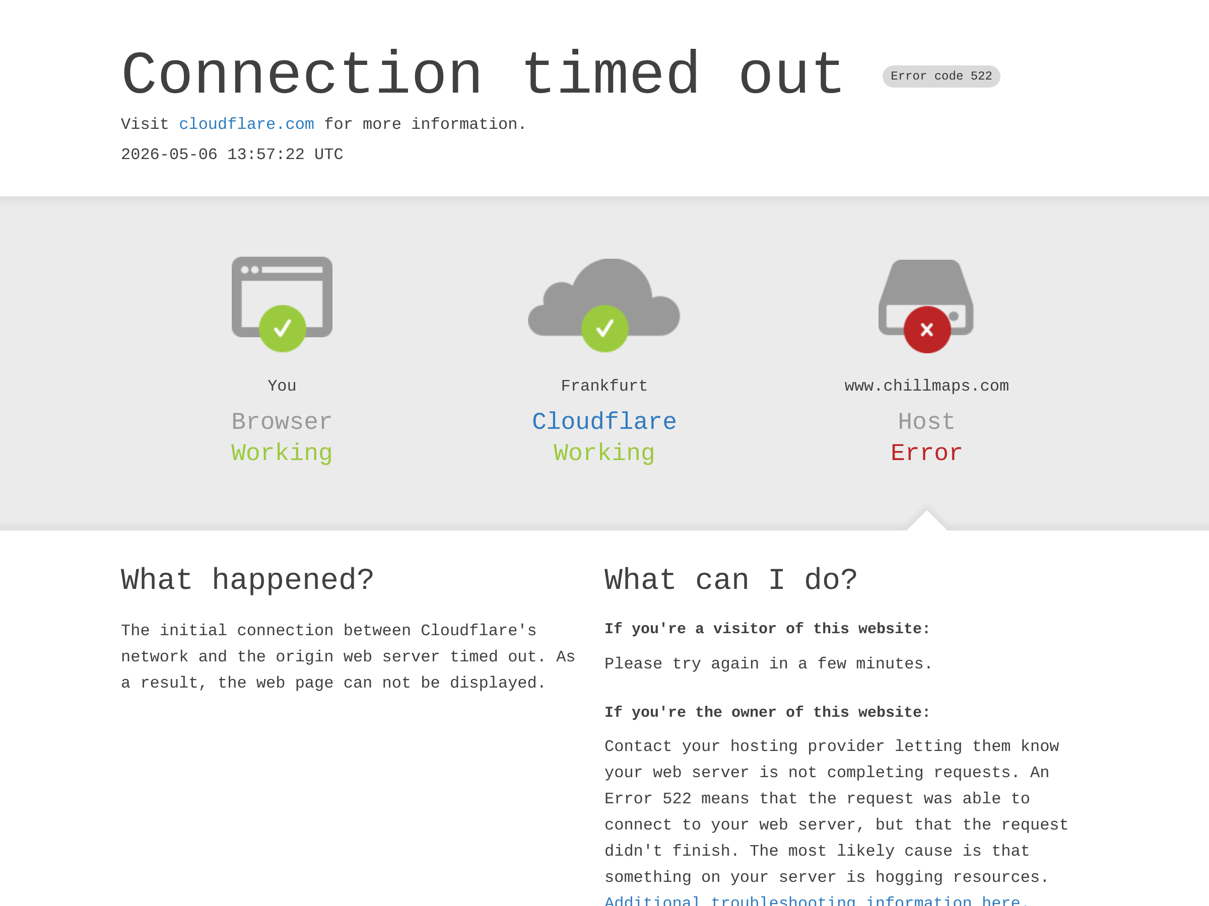 Screenshot of ChillMaps website