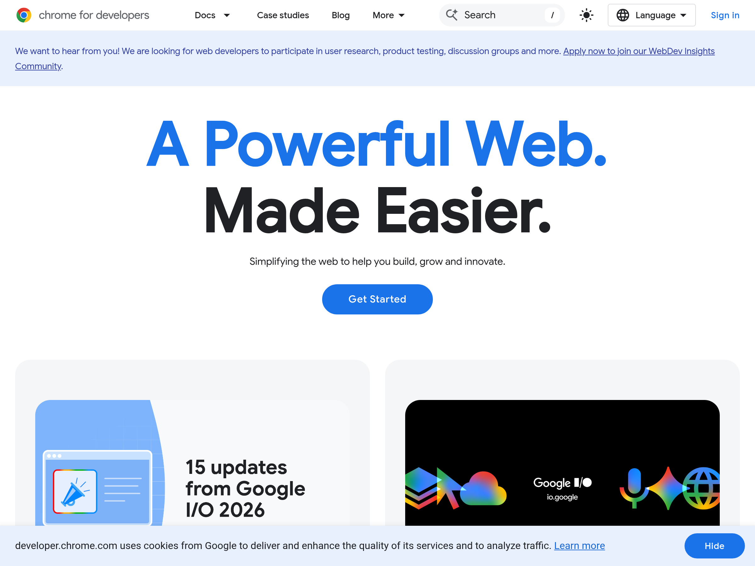 Screenshot of Chrome DevTools for agents website