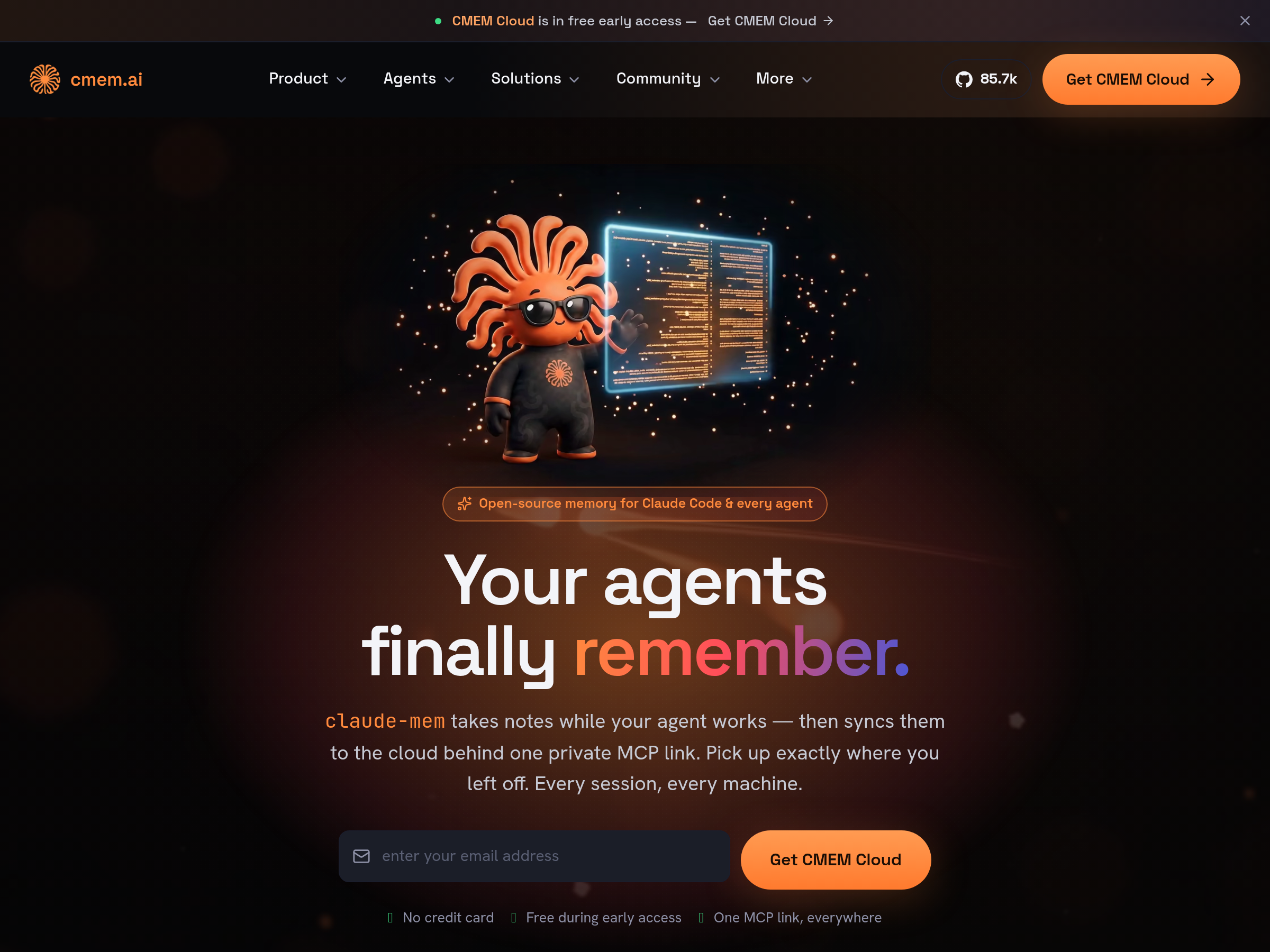 Screenshot of Claude-Mem website