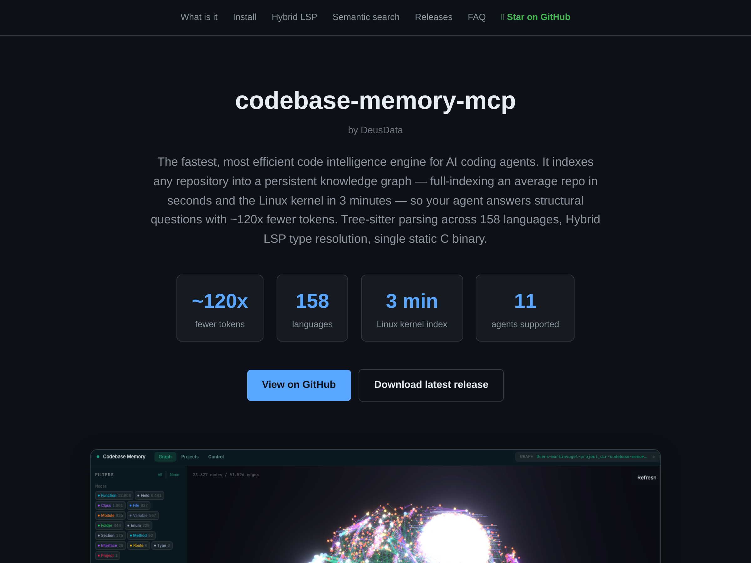 Screenshot of codebase-memory-mcp website