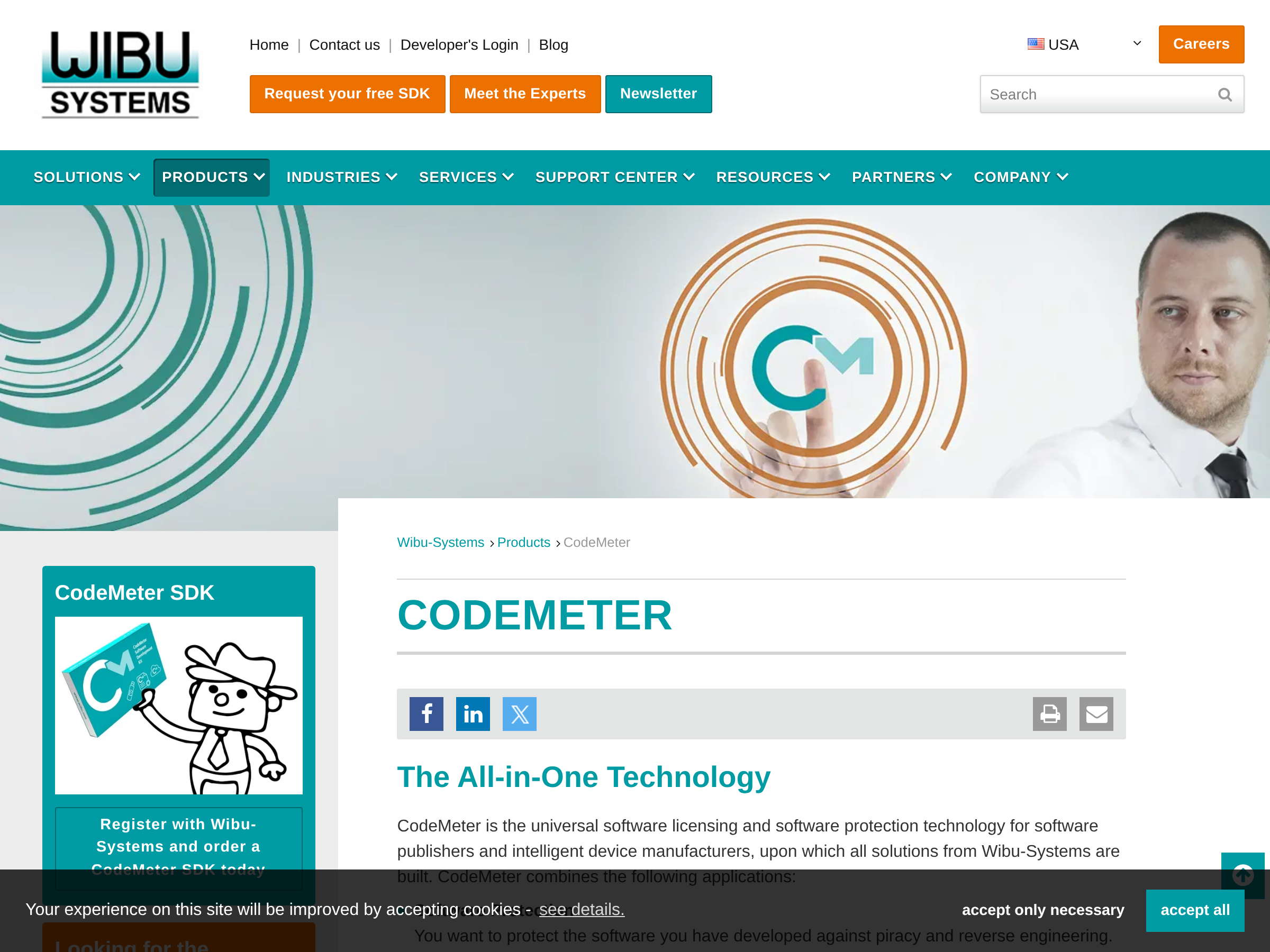 Screenshot of CodeMeter website