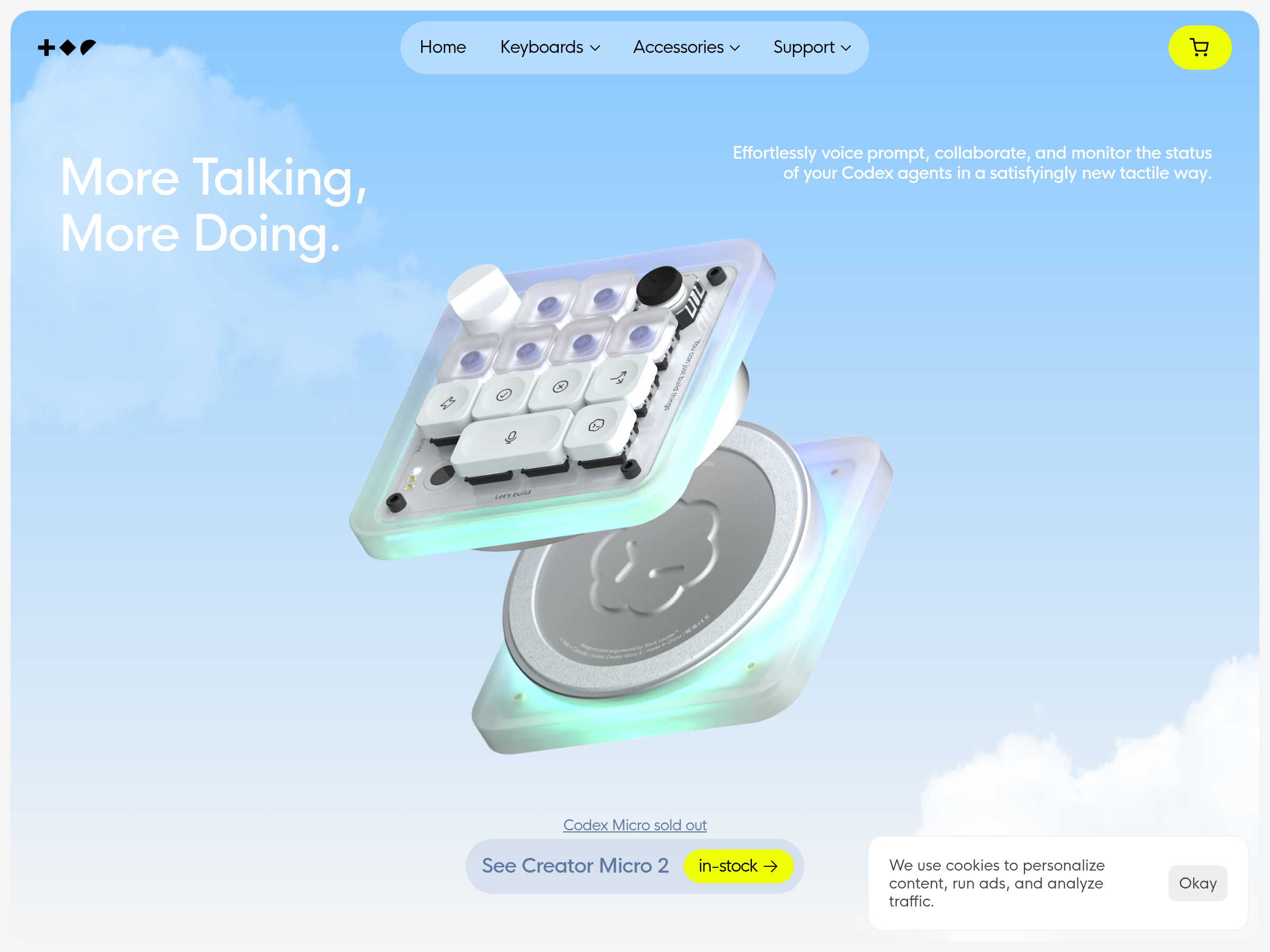 Screenshot of Codex Micro website