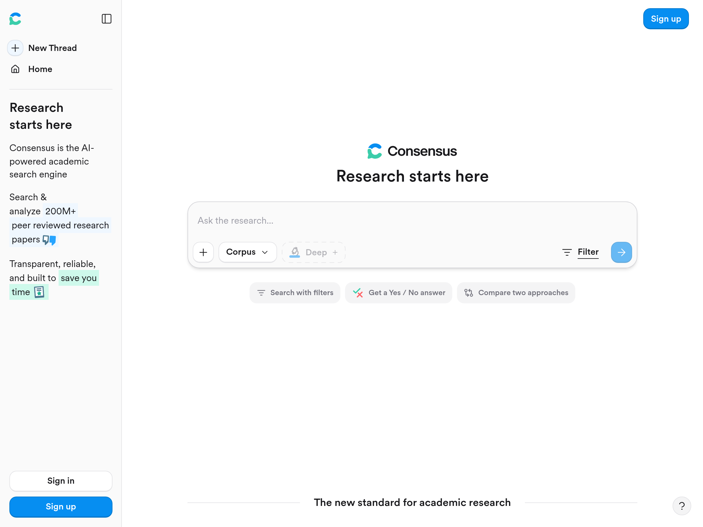 Screenshot of Consensus website