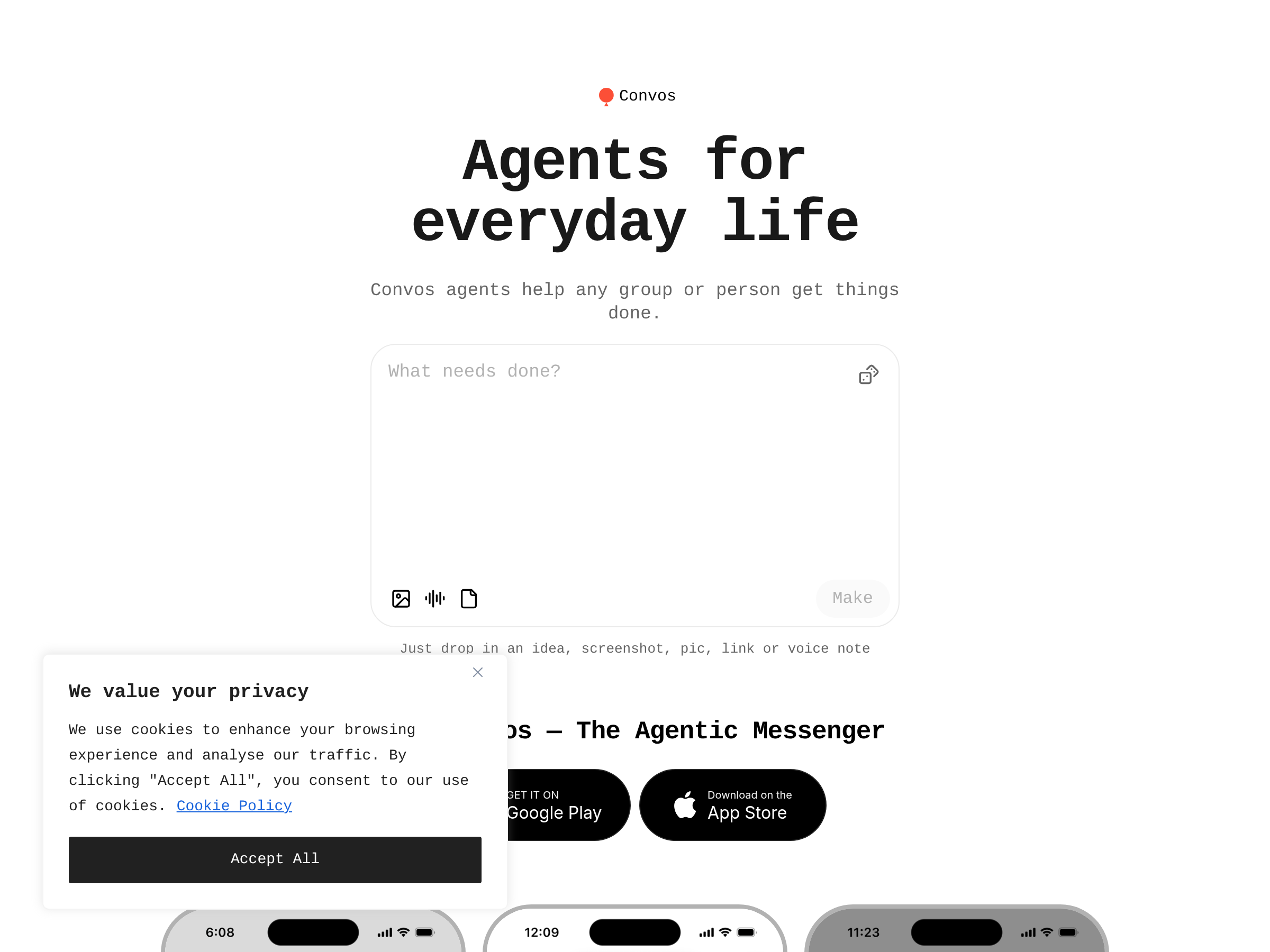 Screenshot of Convos website