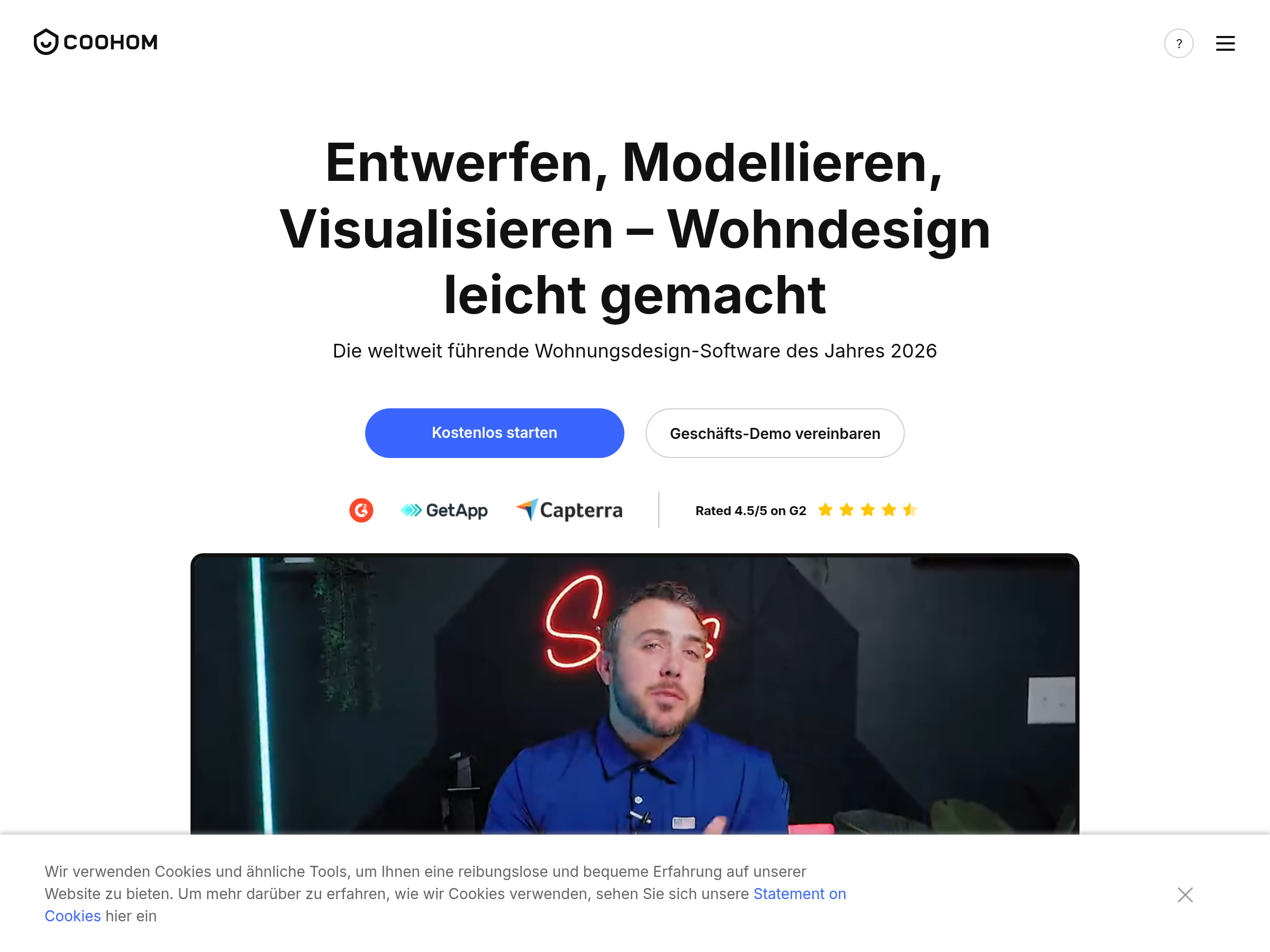 Screenshot of Coohom website