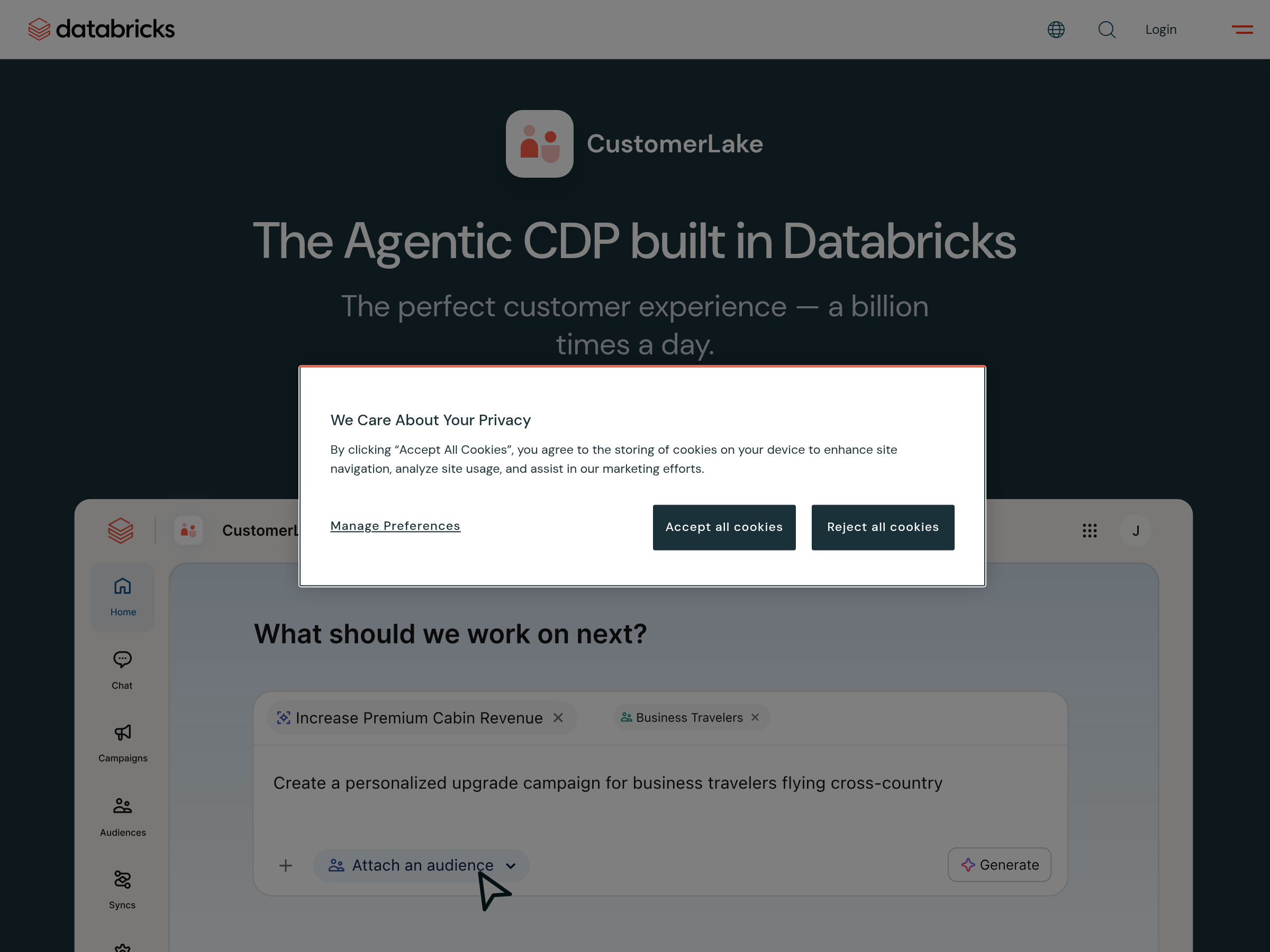 Screenshot of CustomerLake website