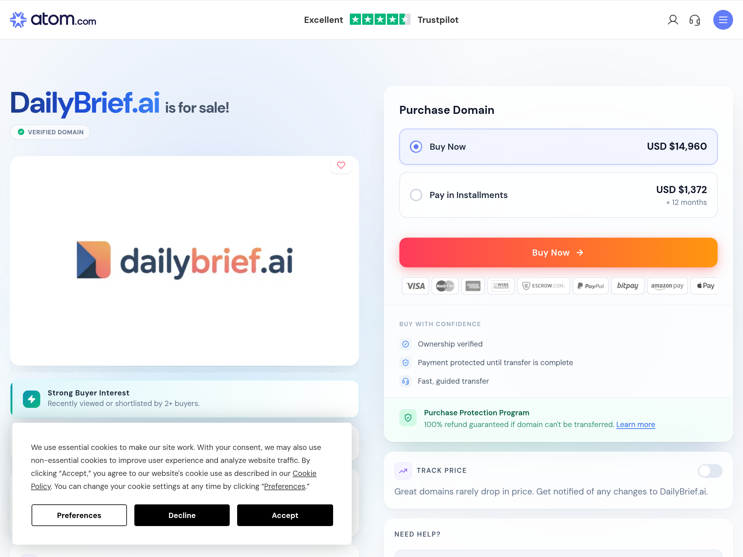 Screenshot of Daily Brief website