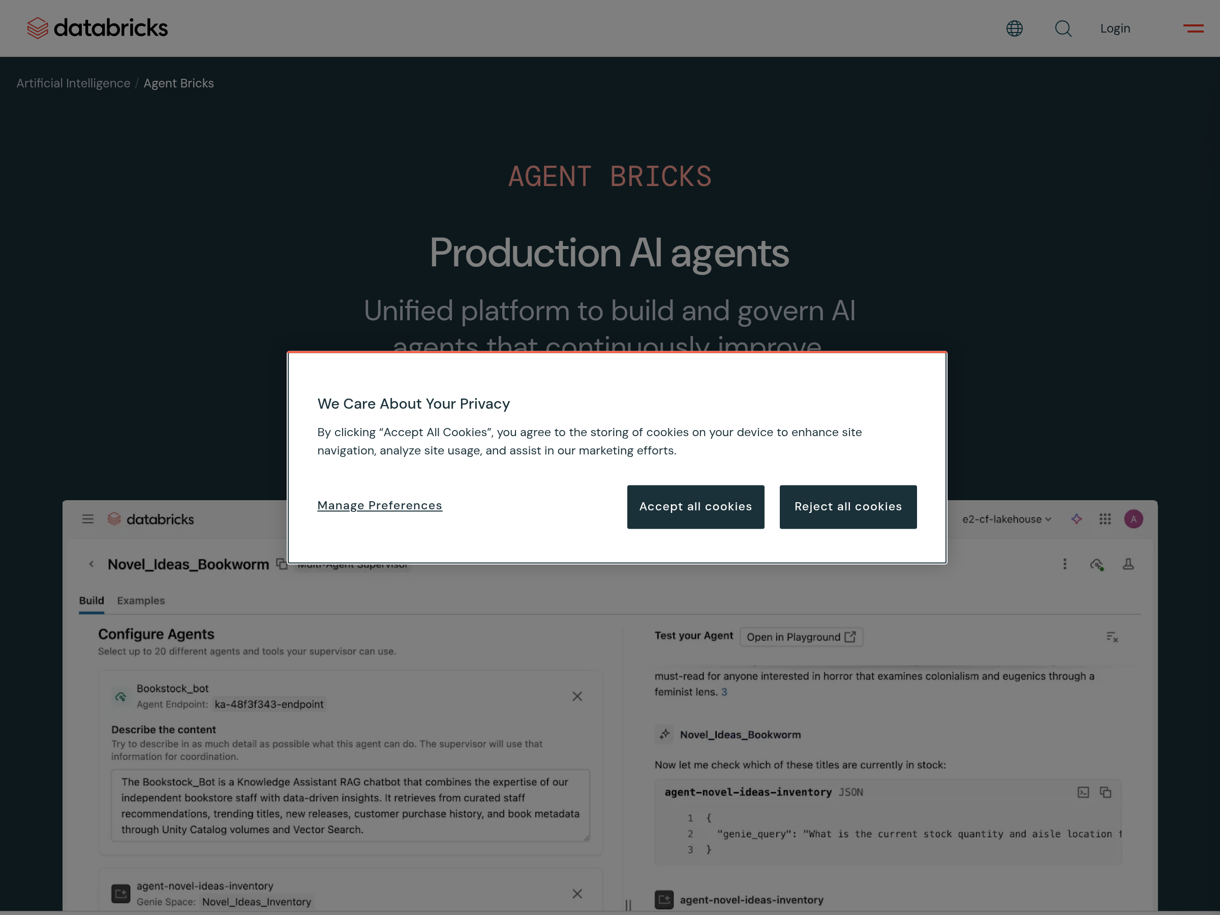Screenshot of Agent Bricks website