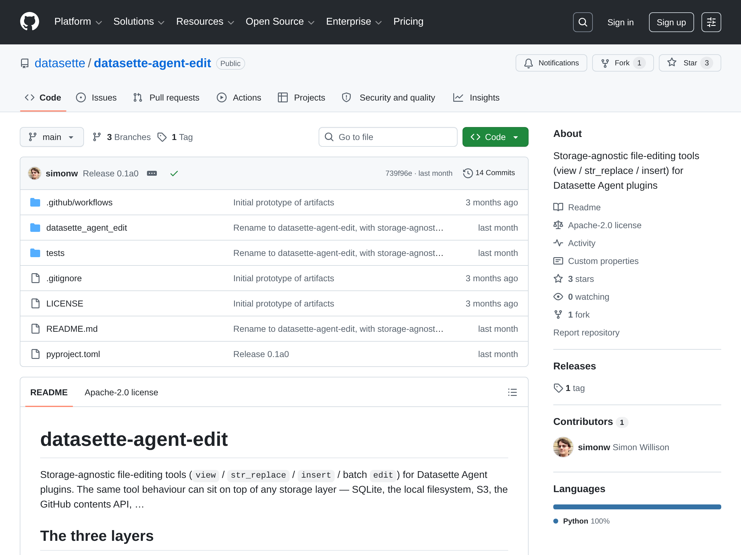 Screenshot of datasette-agent-edit website