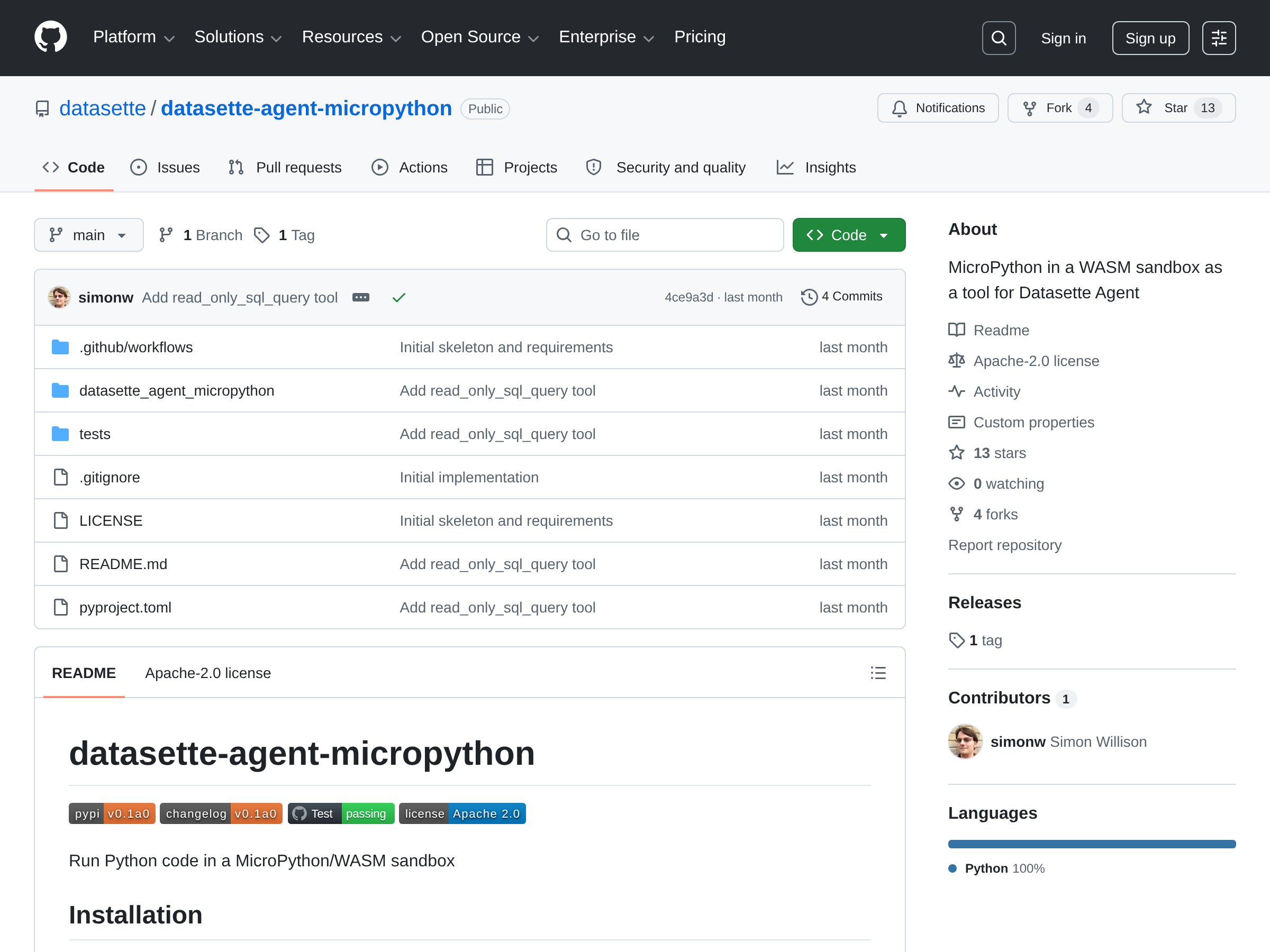 Screenshot of datasette-agent-micropython website