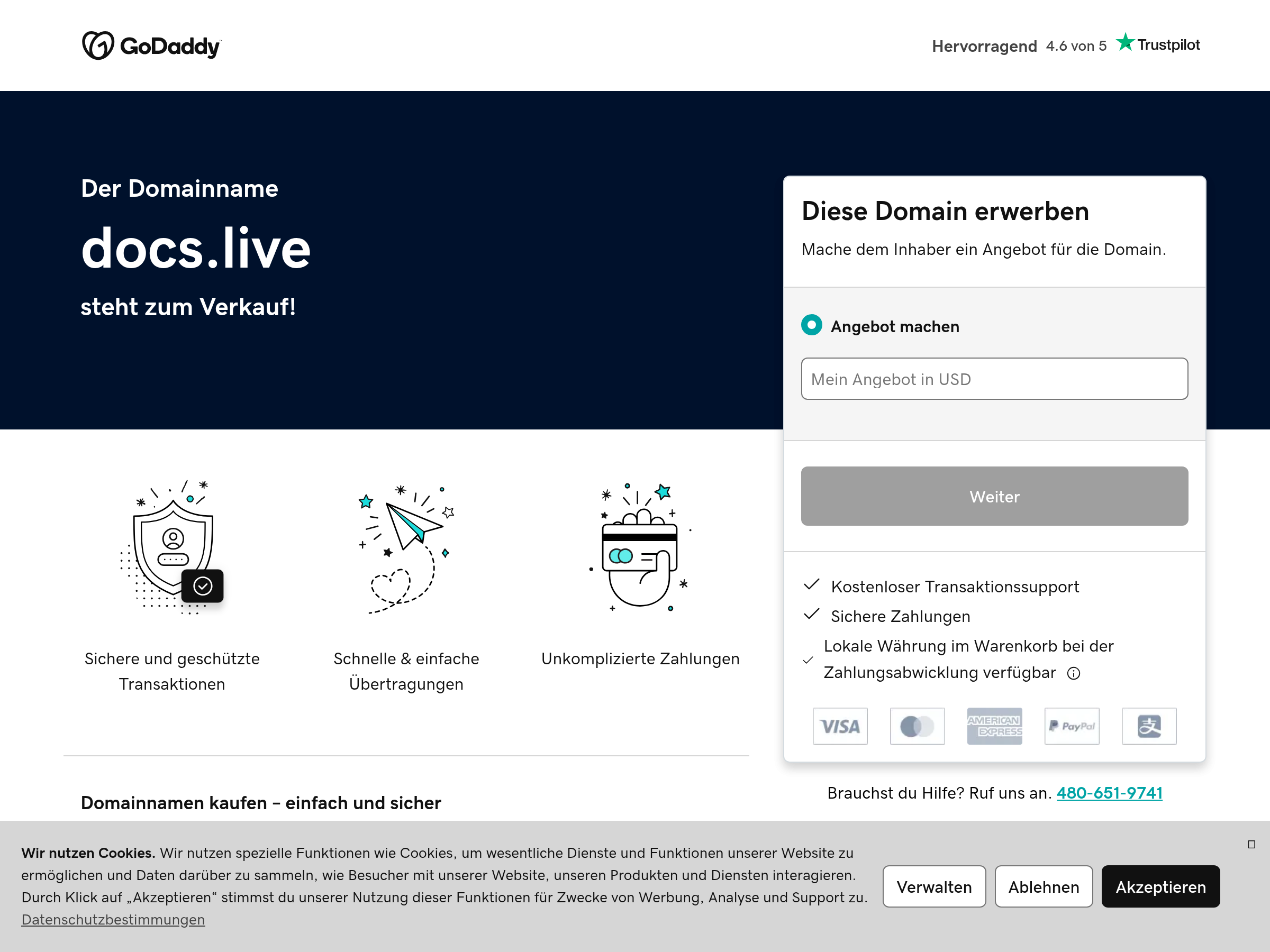 Screenshot of Docs Live website