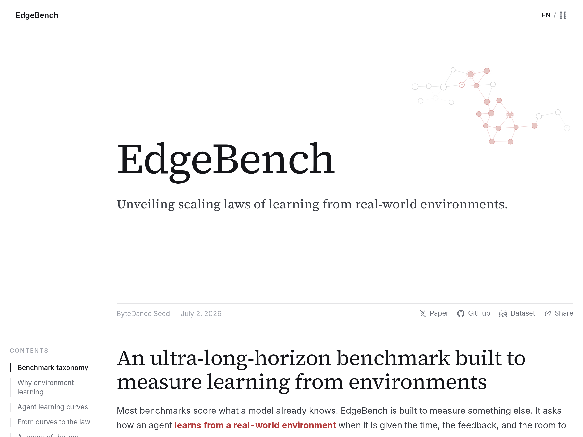 Screenshot of EdgeBench website