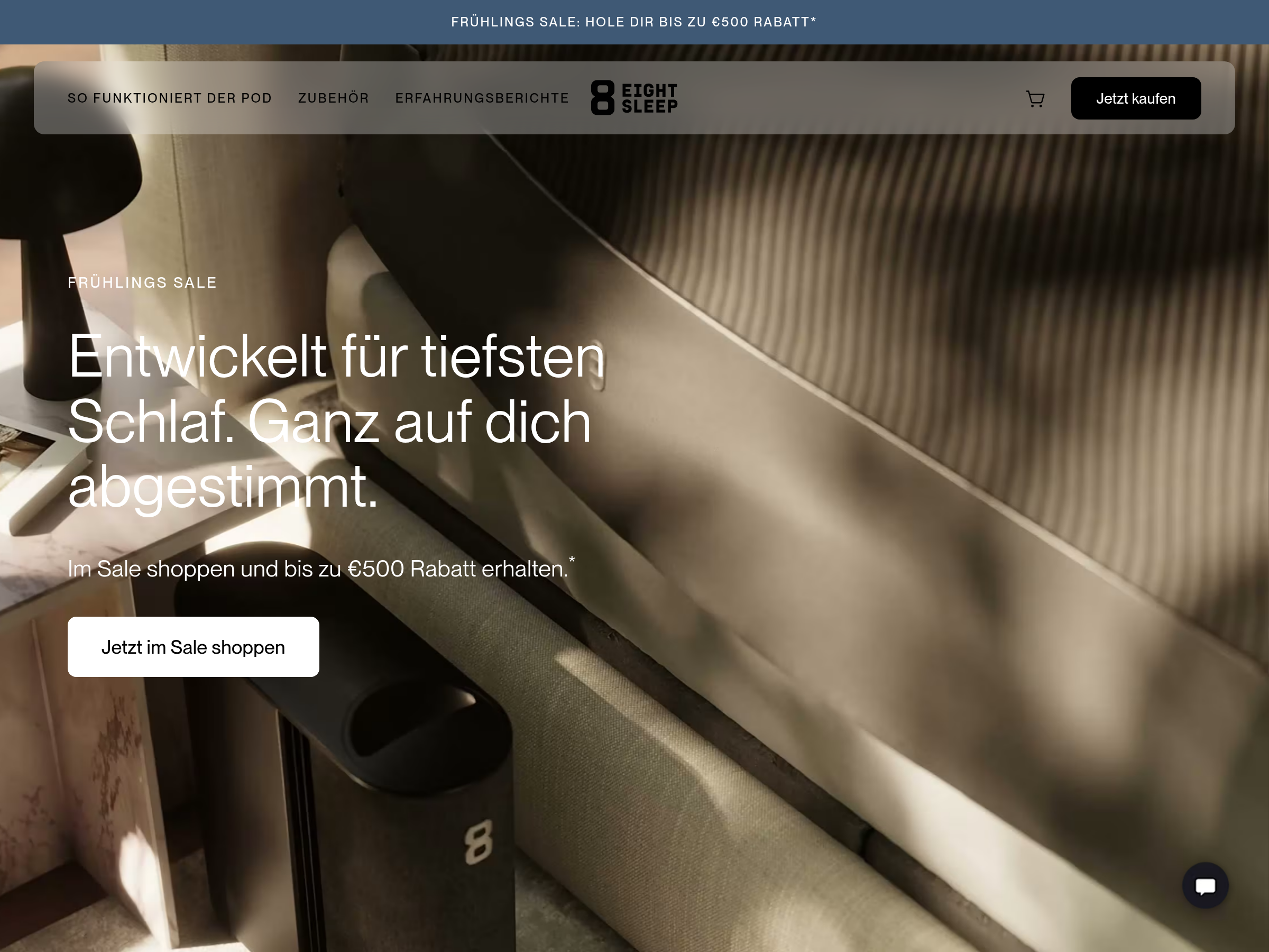 Screenshot of Eight Sleep website