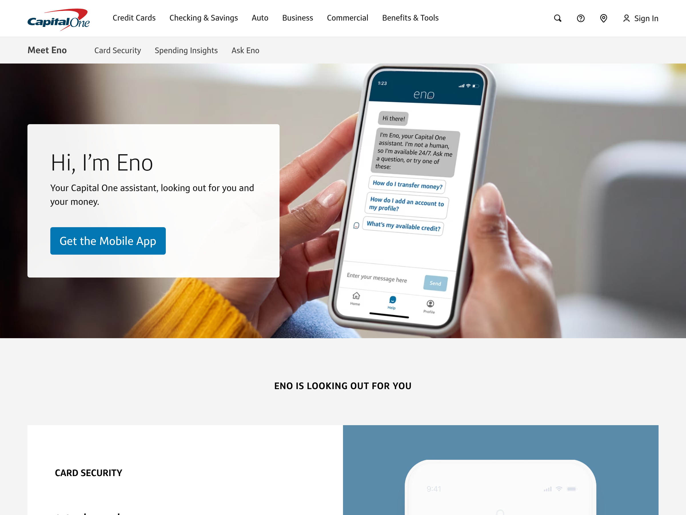 Screenshot of Eno website