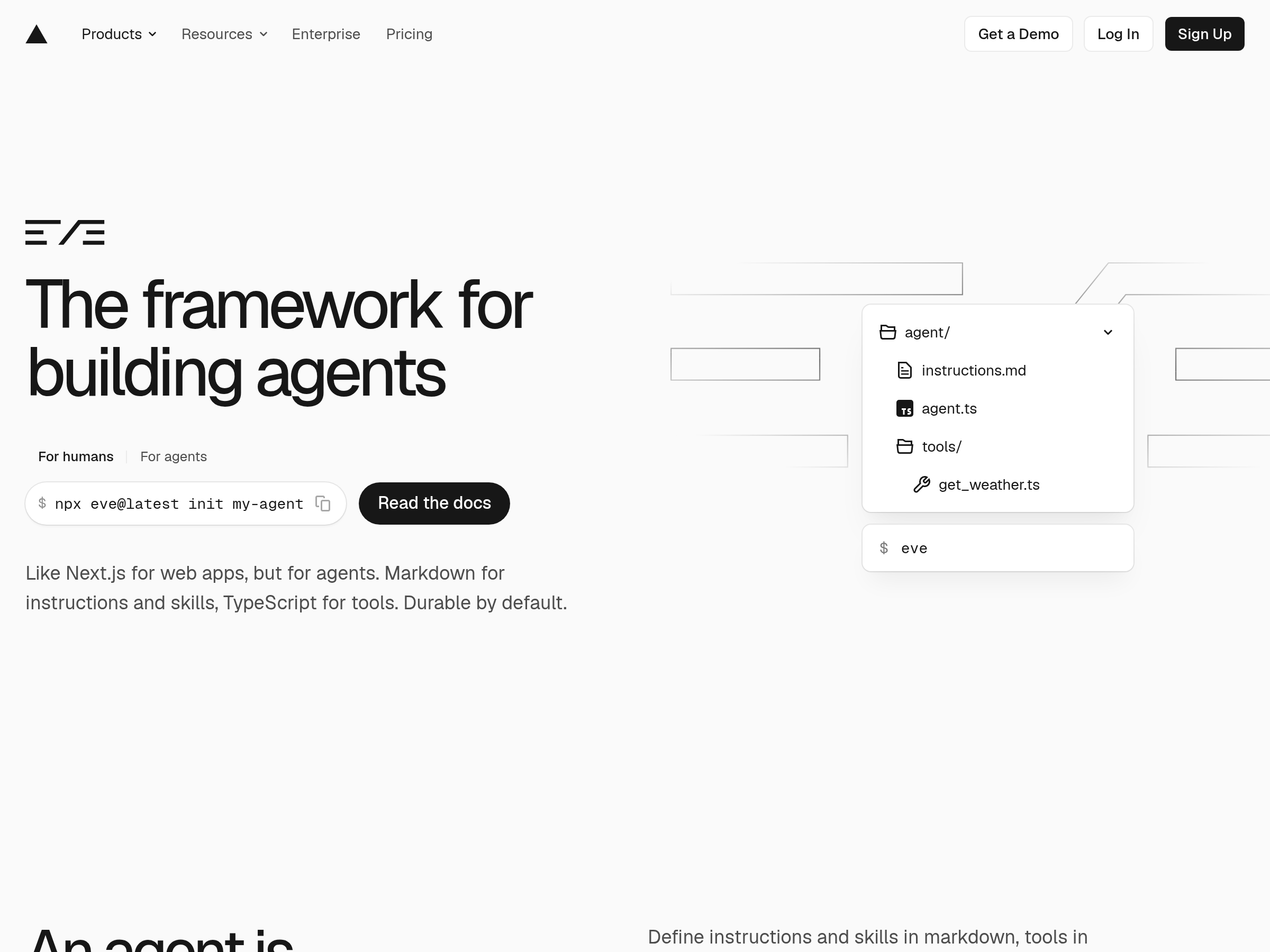 Screenshot of eve website