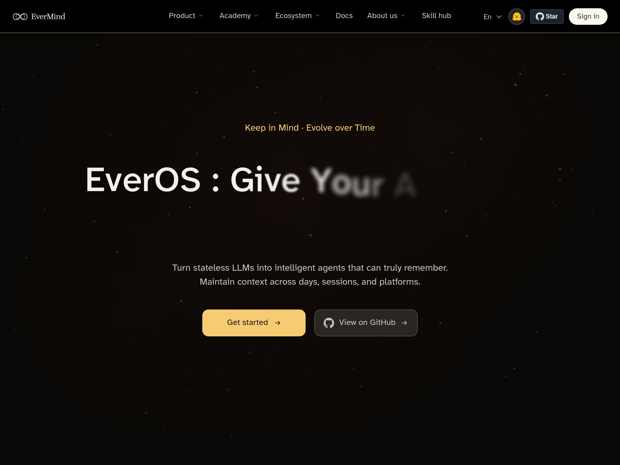 Screenshot of EverOS website