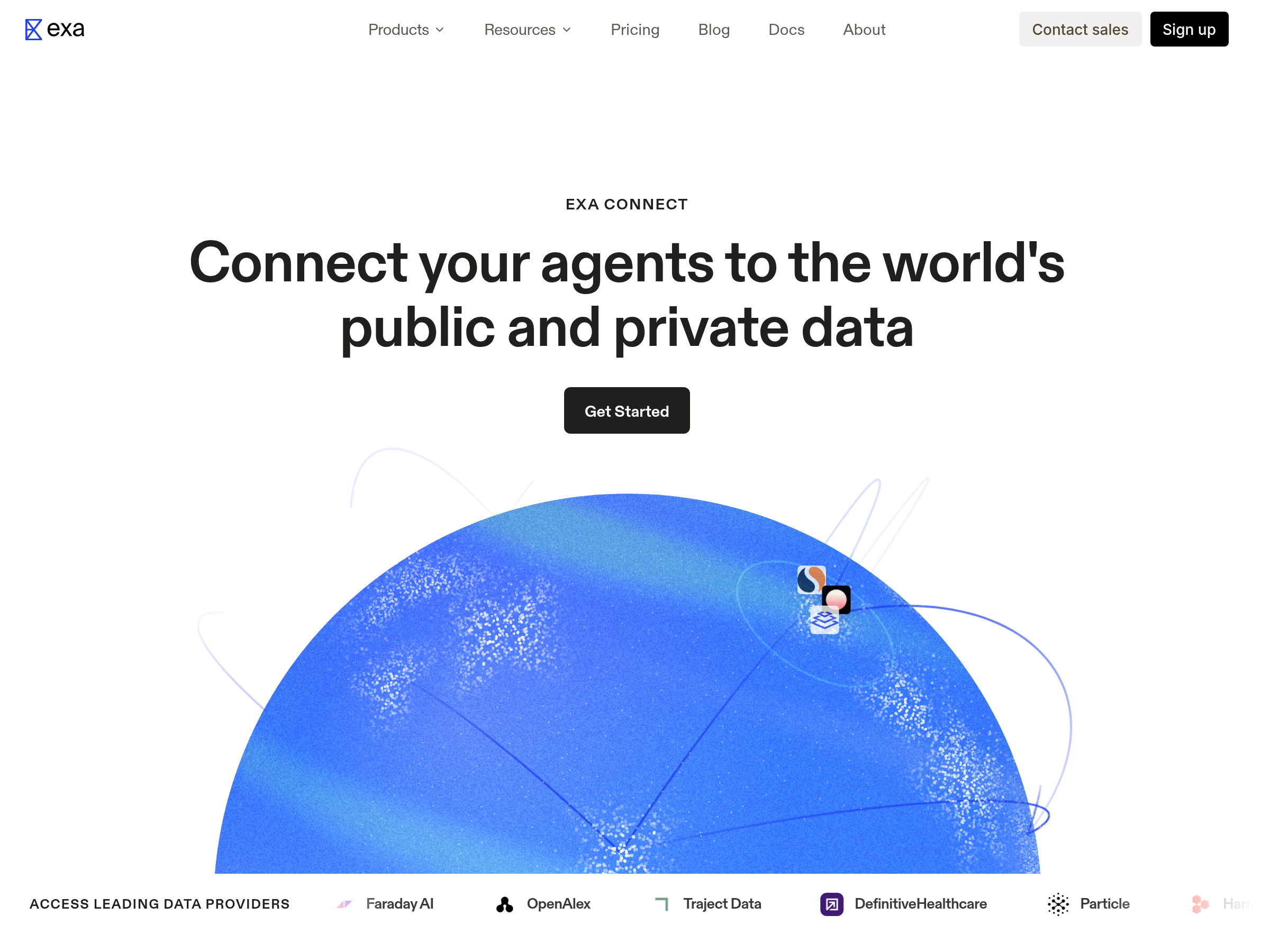 Screenshot of Exa Connect website
