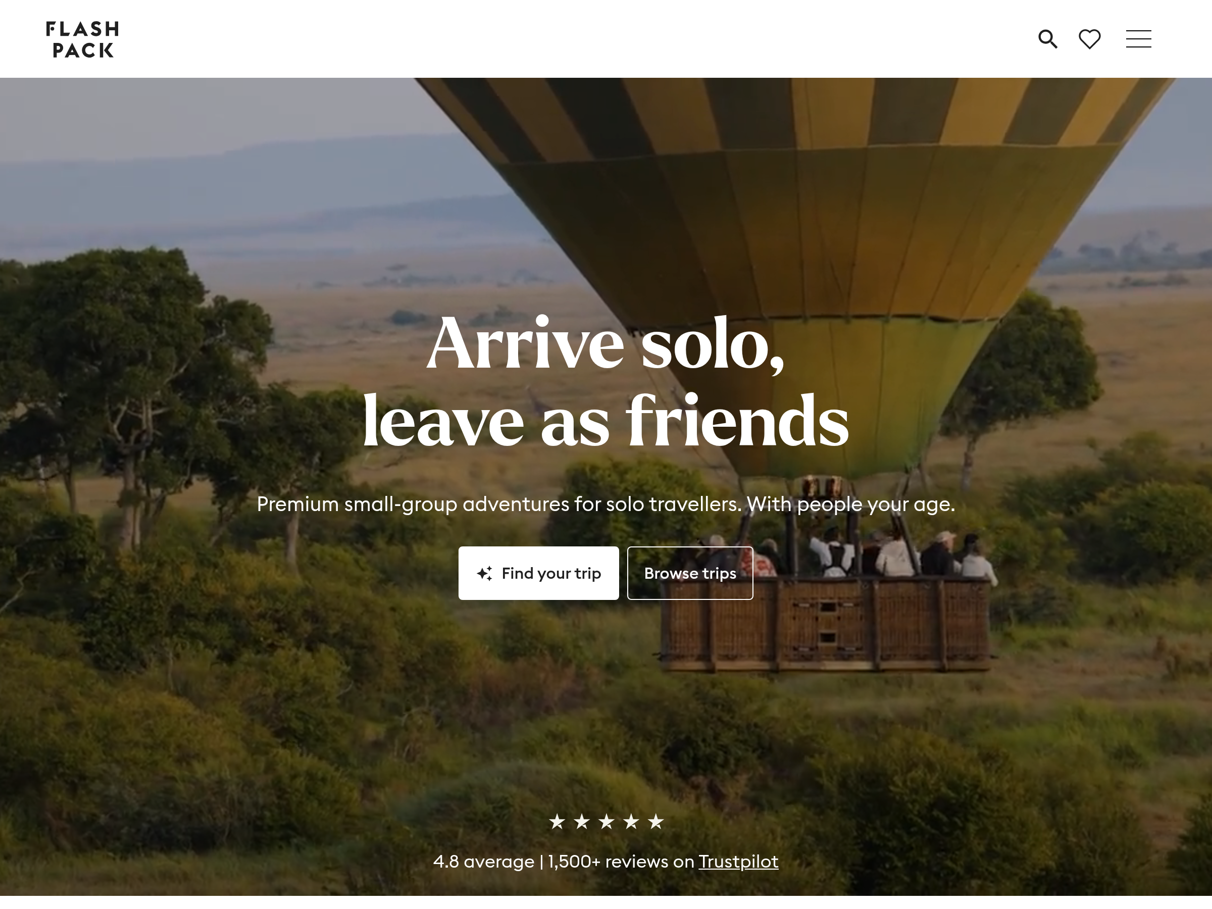 Screenshot of Flashpack website