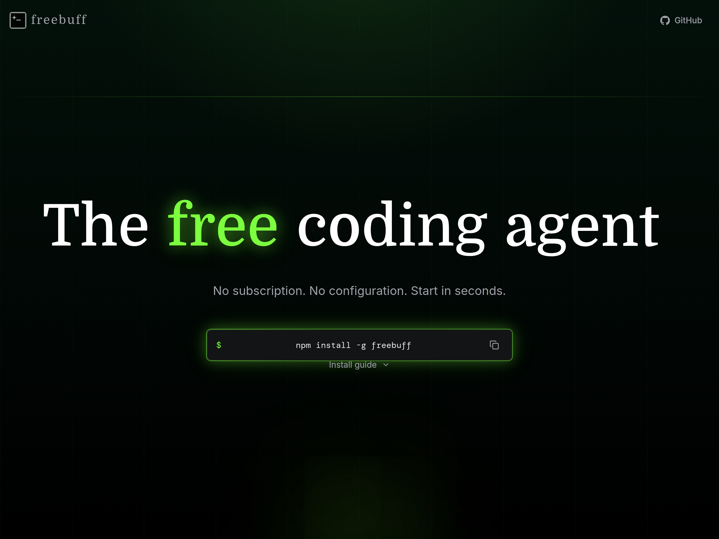Screenshot of Freebuff website