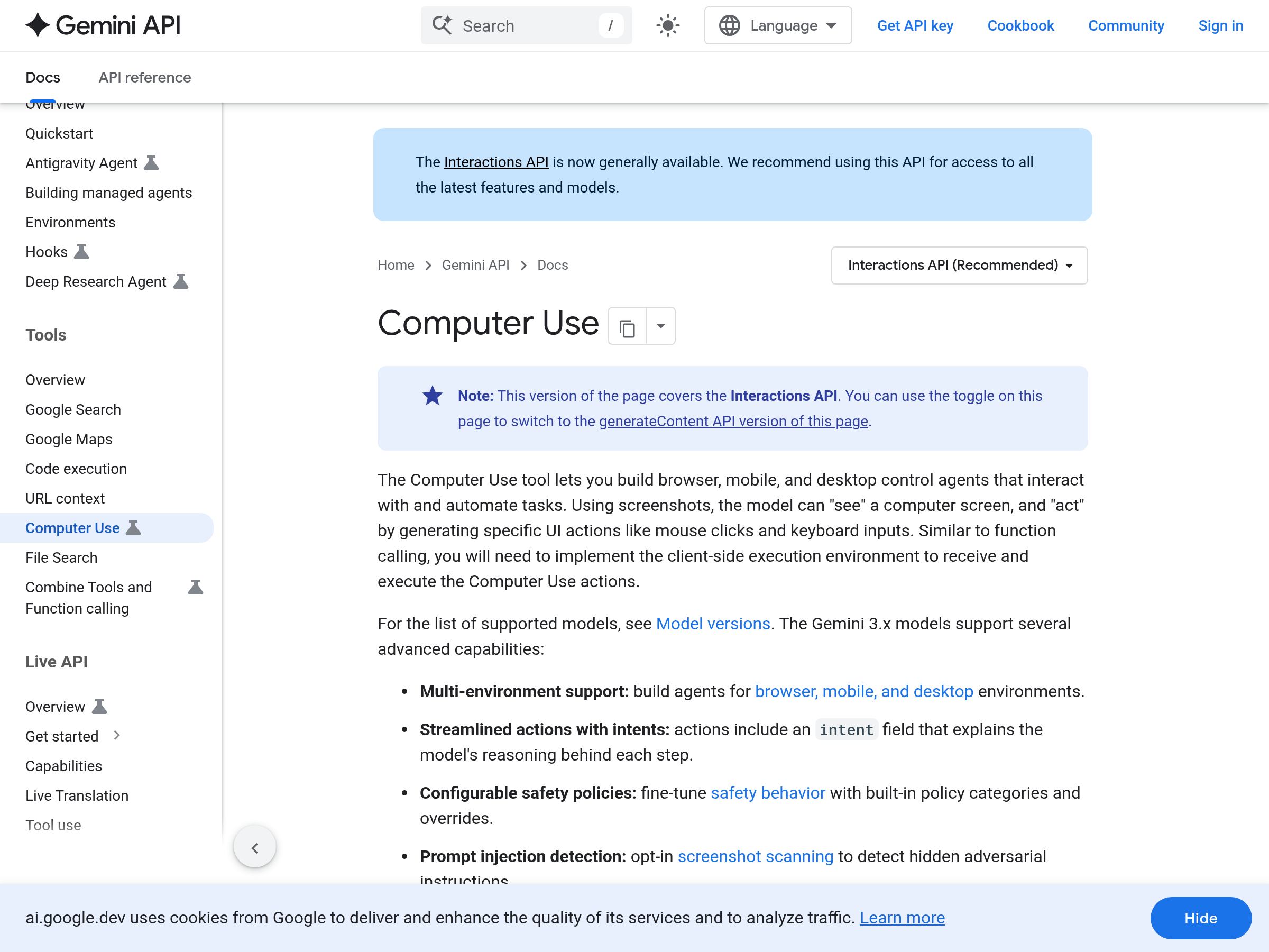 Screenshot of Gemini 3.5 Flash Computer Use website
