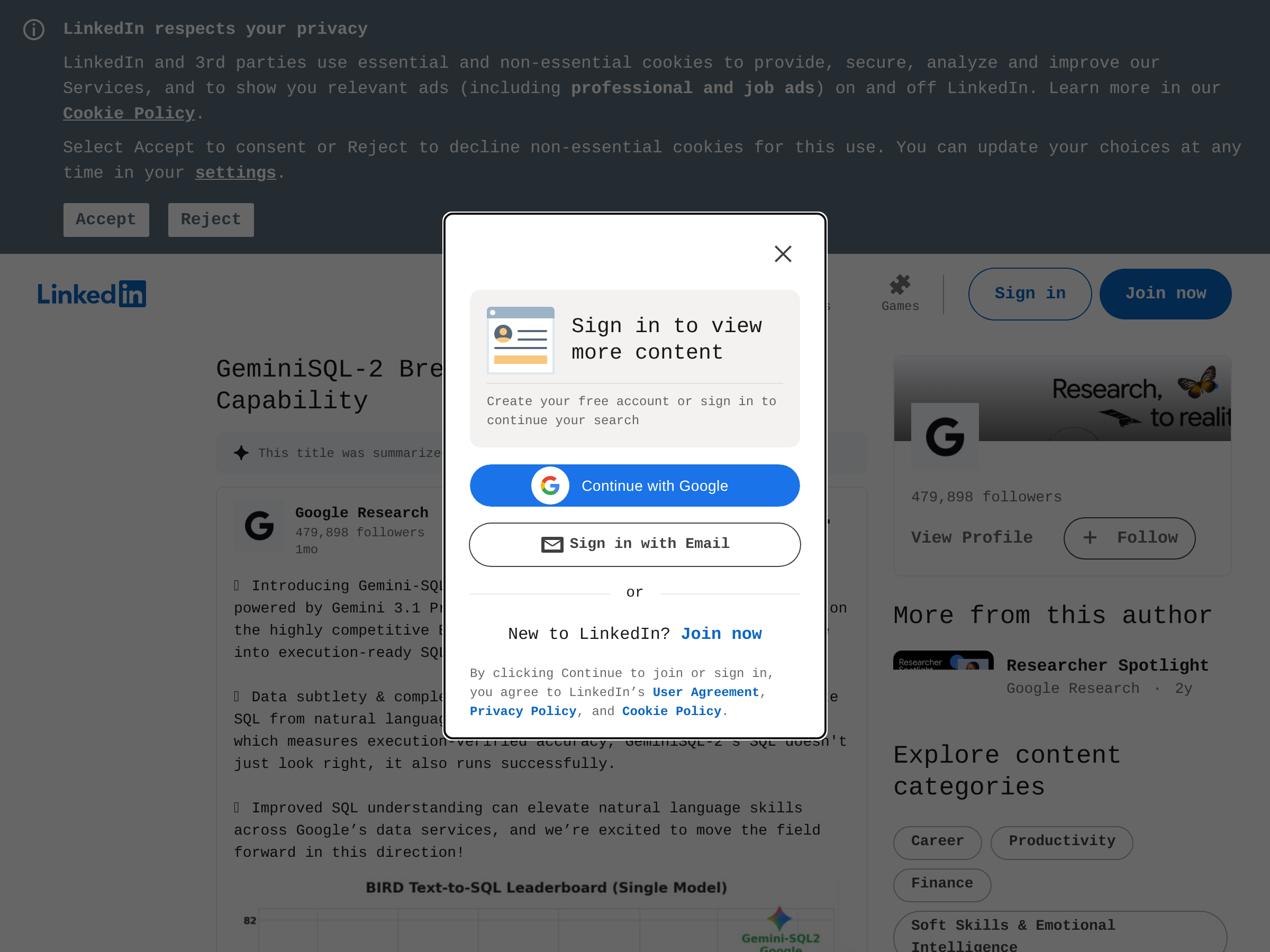 Screenshot of Gemini-SQL2 website